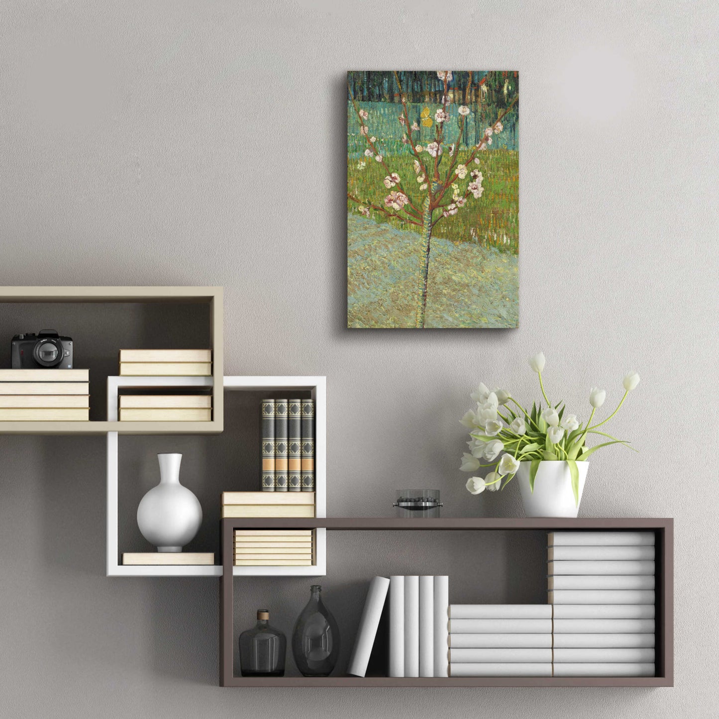Epic Art 'Peach Tree In Blossom' by Vincent Van Gogh, Acrylic Glass Wall Art,16x24