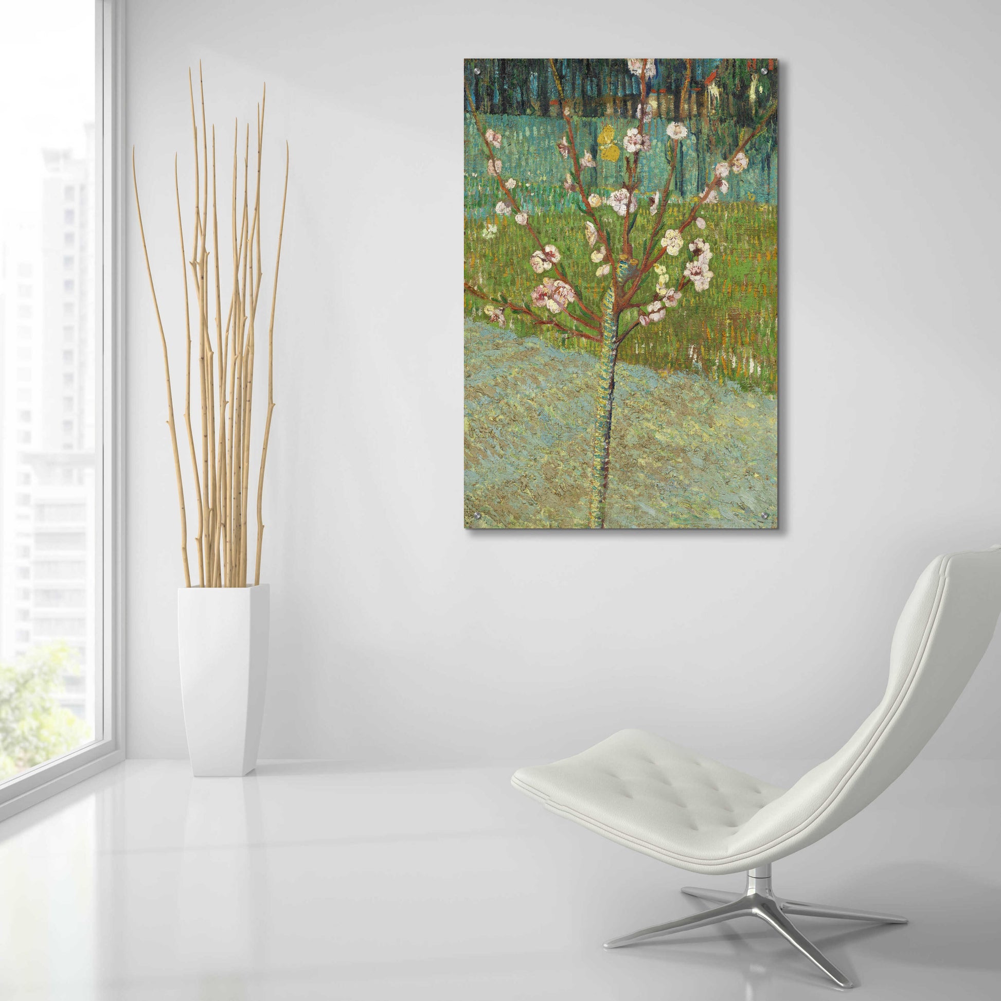 Epic Art 'Peach Tree In Blossom' by Vincent Van Gogh, Acrylic Glass Wall Art,24x36