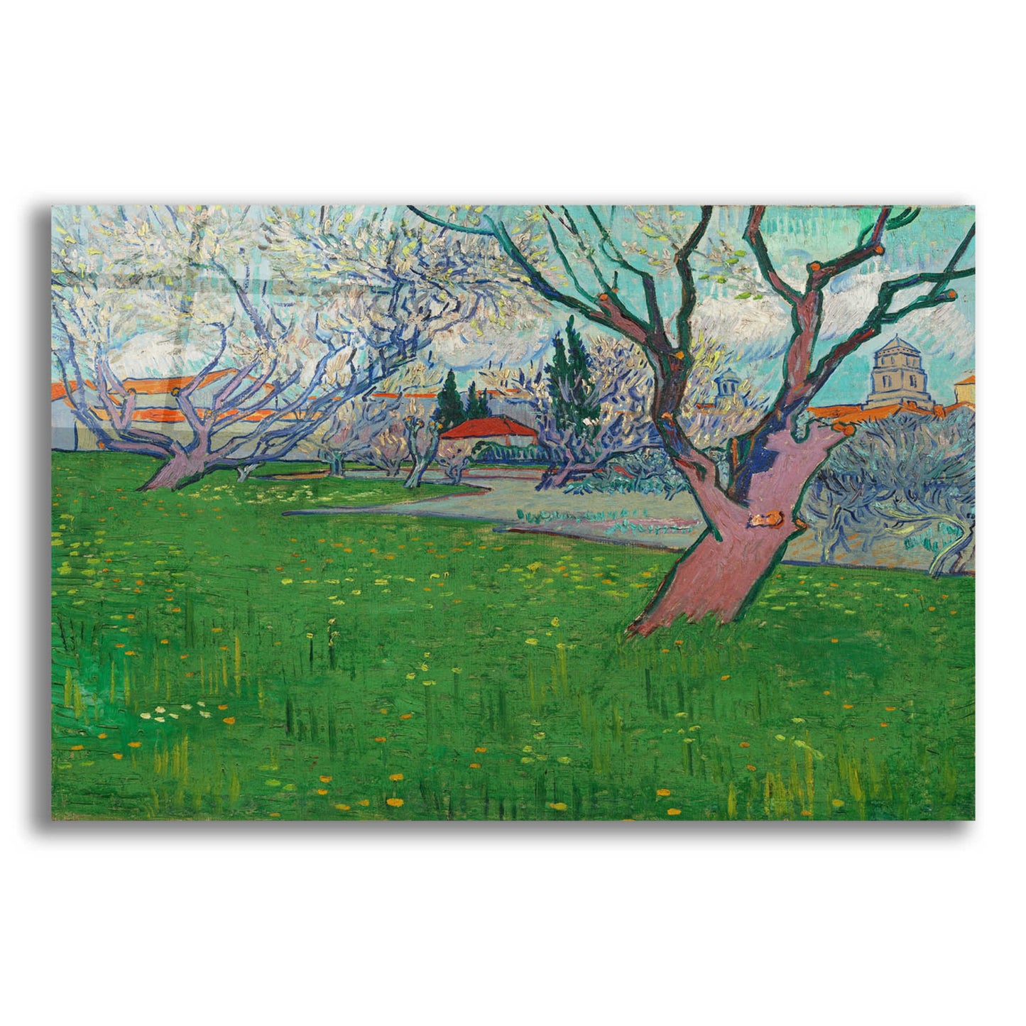 Epic Art 'Orchards In Blossom, View Of Arles' by Vincent Van Gogh, Acrylic Glass Wall Art,24x16