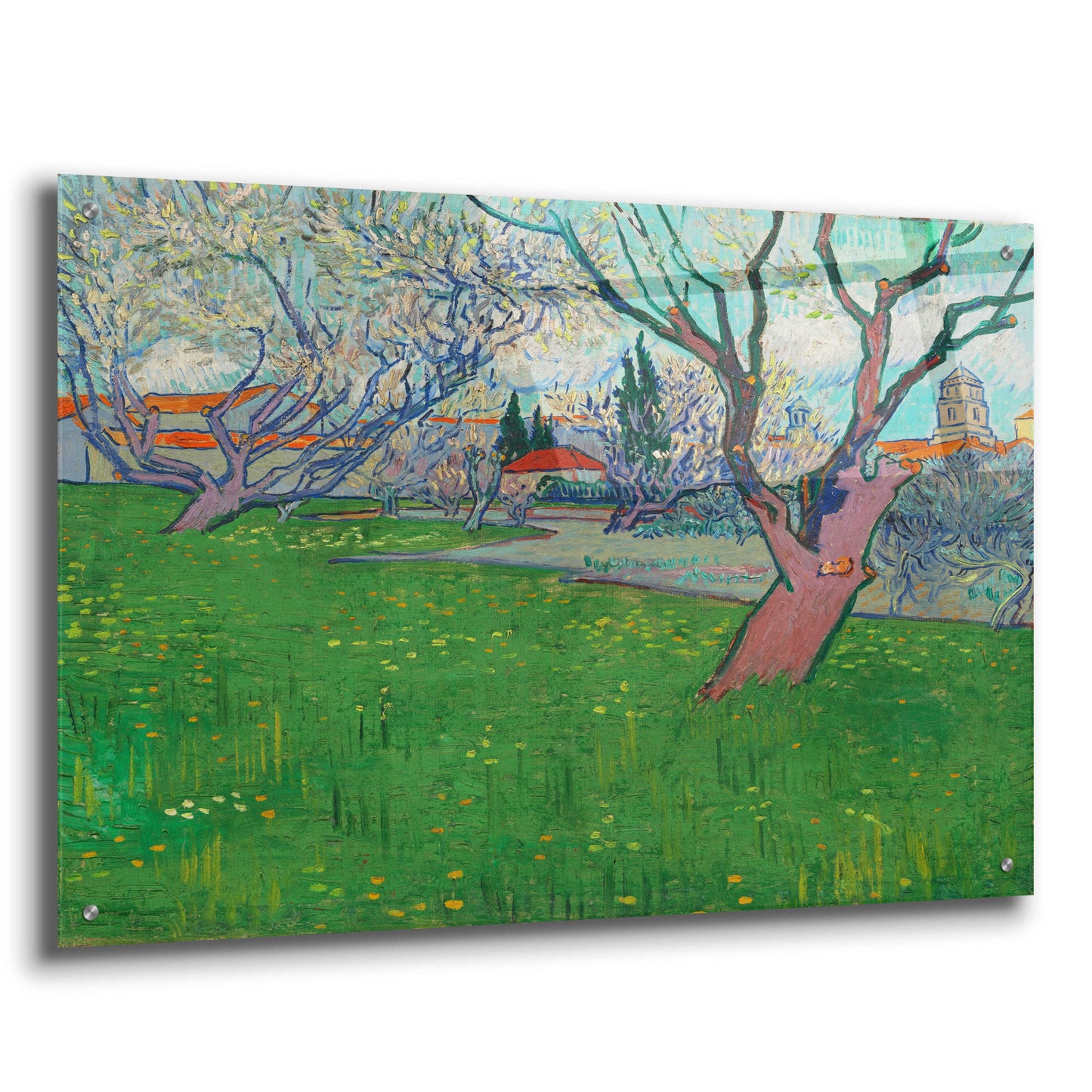 Epic Art 'Orchards In Blossom, View Of Arles' by Vincent Van Gogh, Acrylic Glass Wall Art,36x24