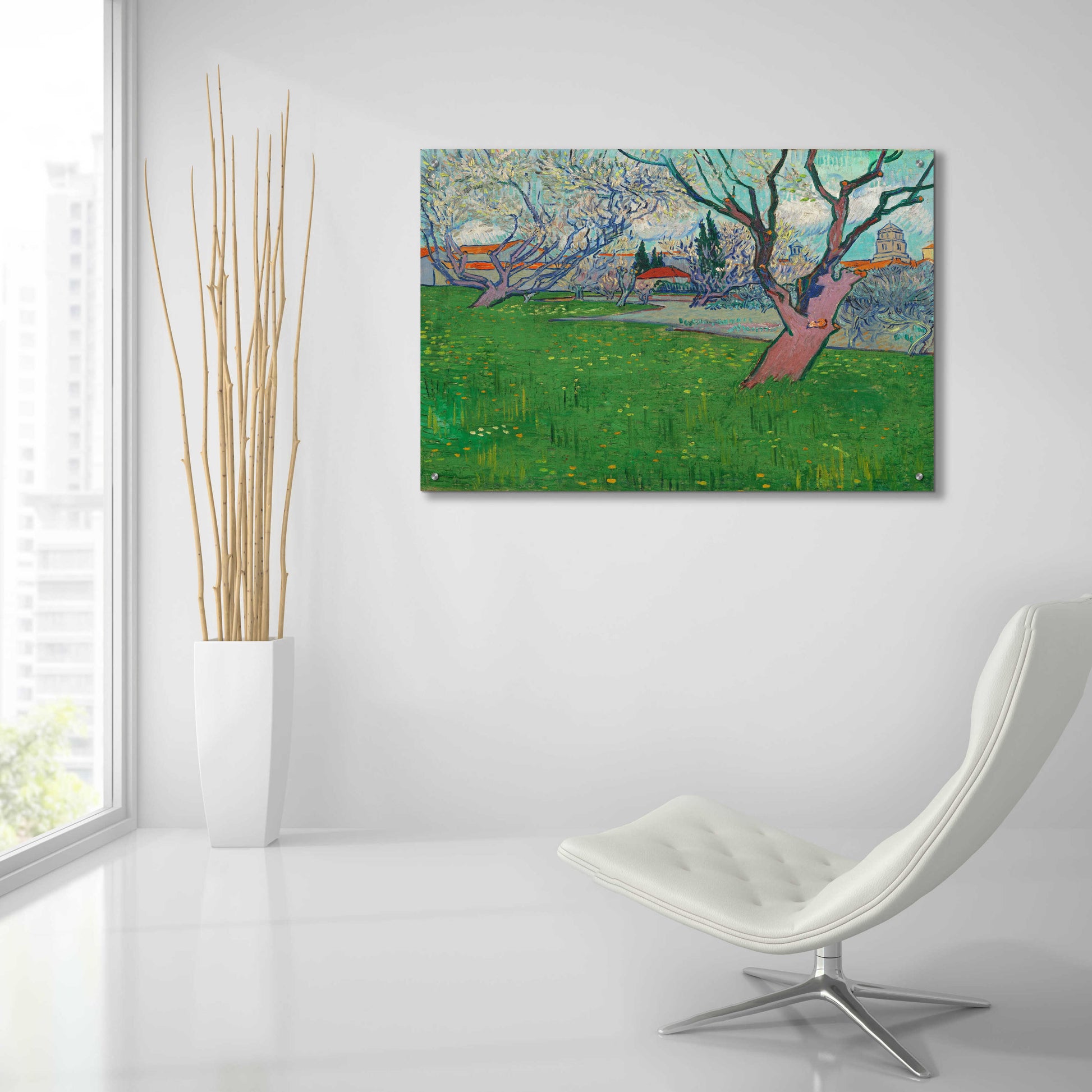 Epic Art 'Orchards In Blossom, View Of Arles' by Vincent Van Gogh, Acrylic Glass Wall Art,36x24