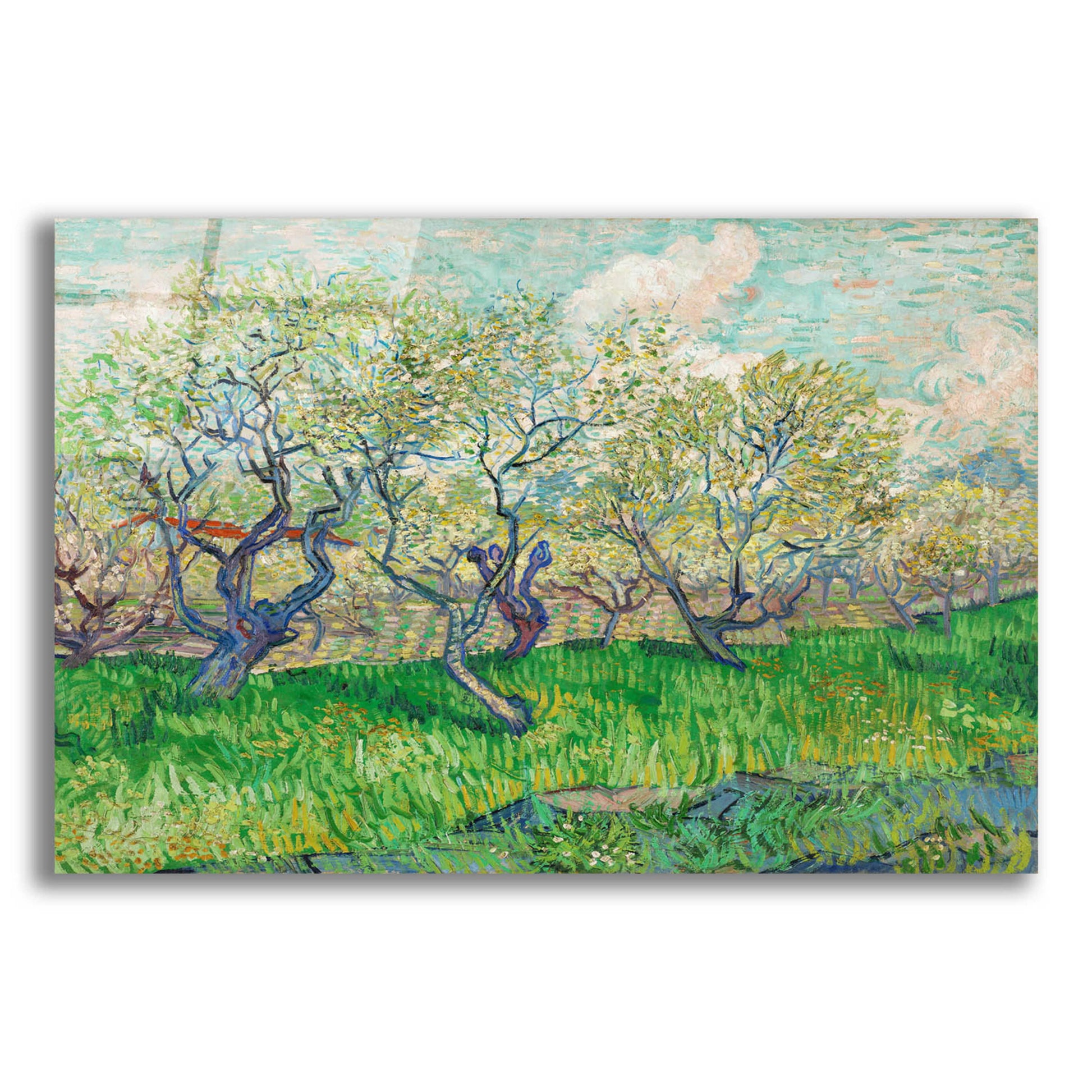 Epic Art 'Orchard In Blossom' by Vincent Van Gogh, Acrylic Glass Wall Art,24x16