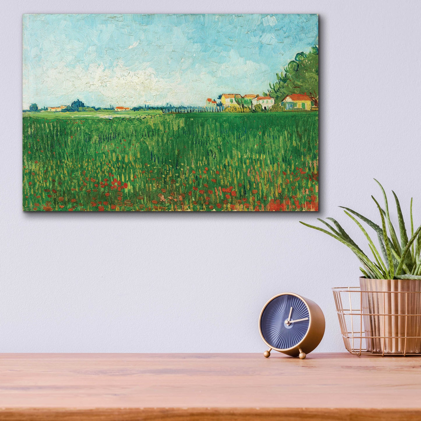 Epic Art 'Field With Poppies' by Vincent Van Gogh, Acrylic Glass Wall Art,16x12