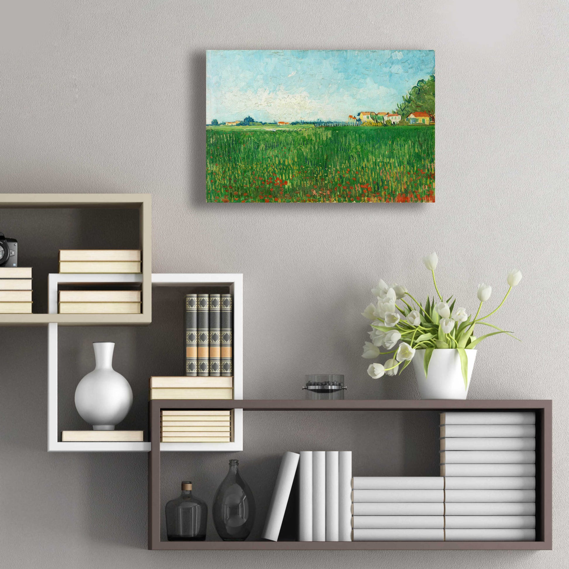 Epic Art 'Field With Poppies' by Vincent Van Gogh, Acrylic Glass Wall Art,24x16