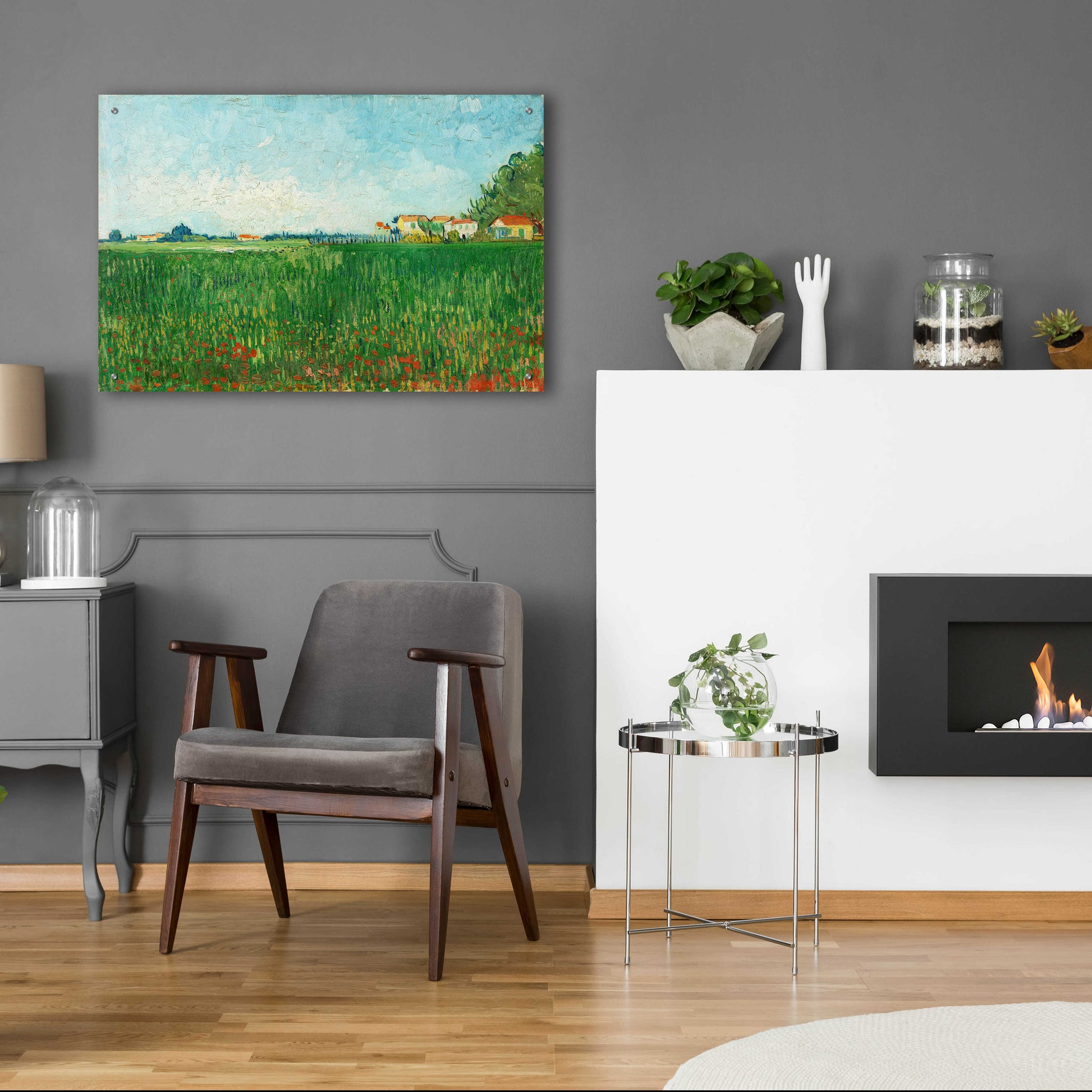 Epic Art 'Field With Poppies' by Vincent Van Gogh, Acrylic Glass Wall Art,36x24