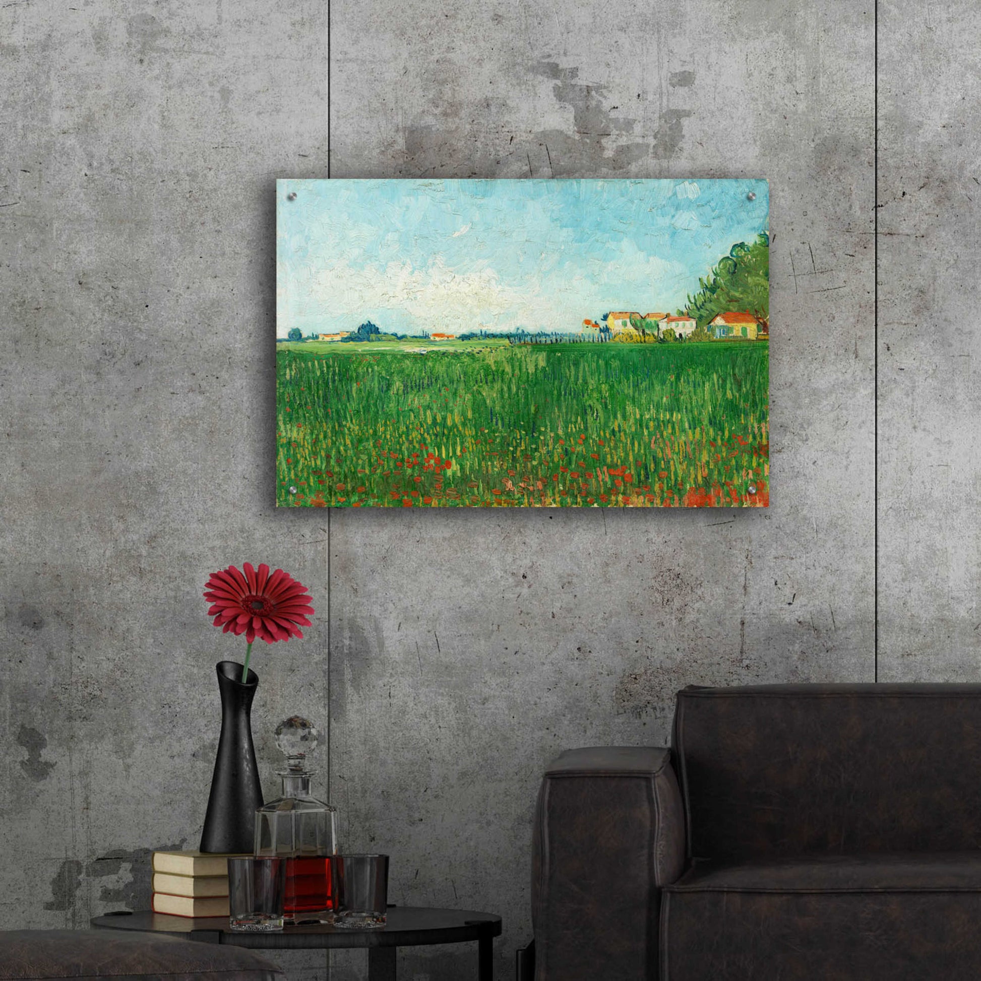 Epic Art 'Field With Poppies' by Vincent Van Gogh, Acrylic Glass Wall Art,36x24