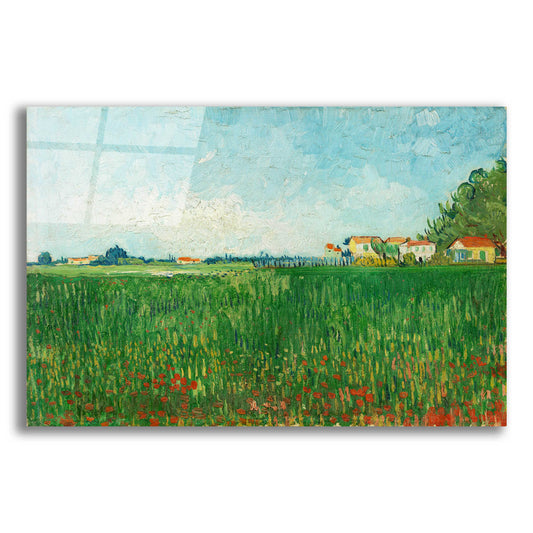 Epic Art 'Field With Poppies' by Vincent Van Gogh, Acrylic Glass Wall Art
