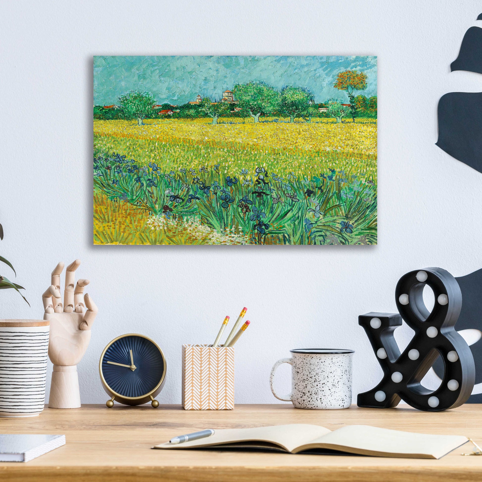 Epic Art 'Field With Irises Near Arles' by Vincent Van Gogh, Acrylic Glass Wall Art,16x12