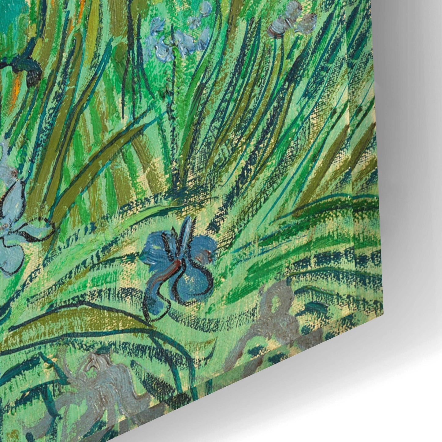 Epic Art 'Field With Irises Near Arles' by Vincent Van Gogh, Acrylic Glass Wall Art,24x16