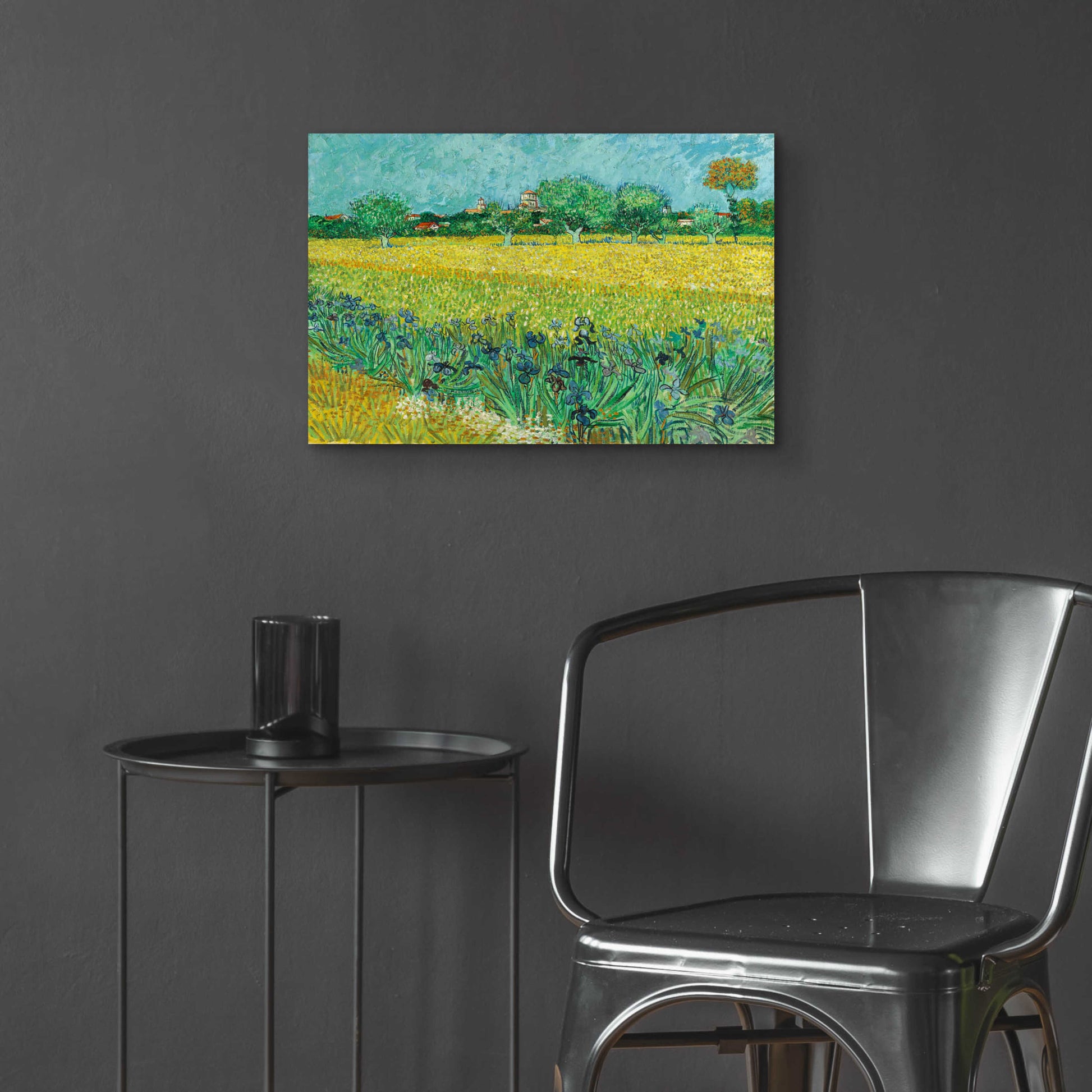 Epic Art 'Field With Irises Near Arles' by Vincent Van Gogh, Acrylic Glass Wall Art,24x16