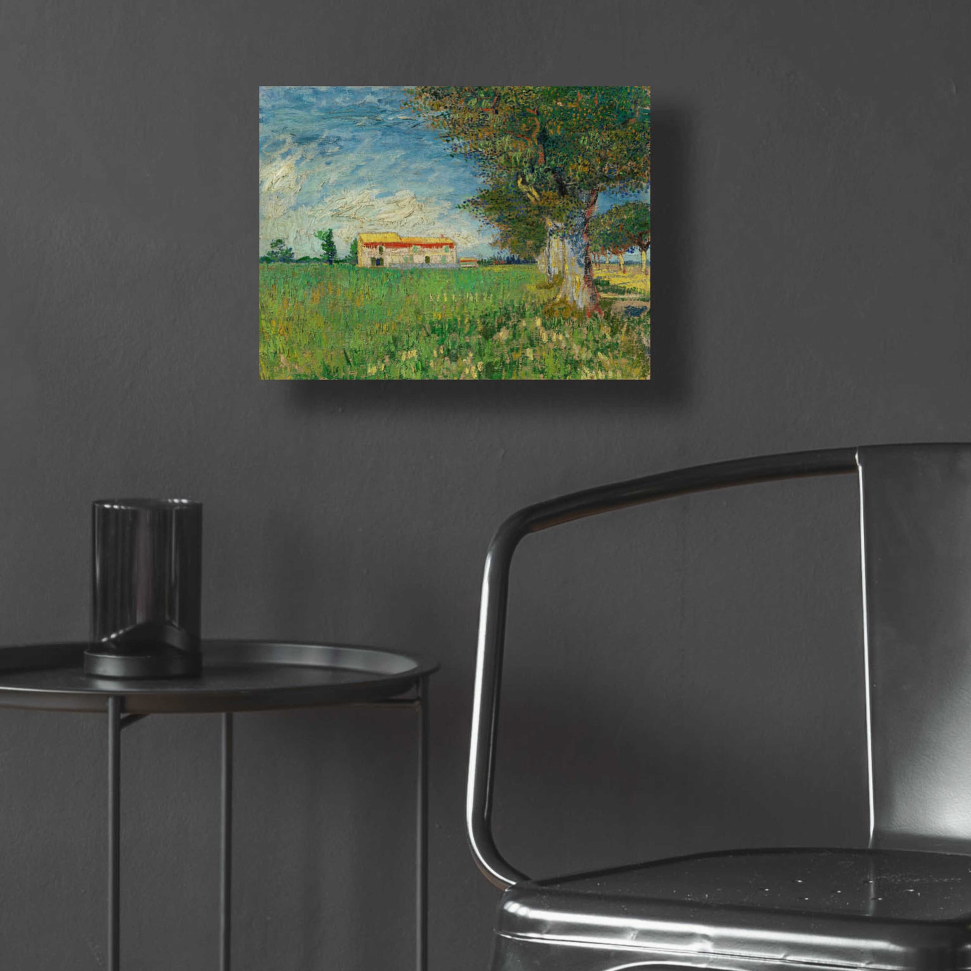 Epic Art 'Farmhouse In A Wheatfield' by Vincent Van Gogh, Acrylic Glass Wall Art,16x12