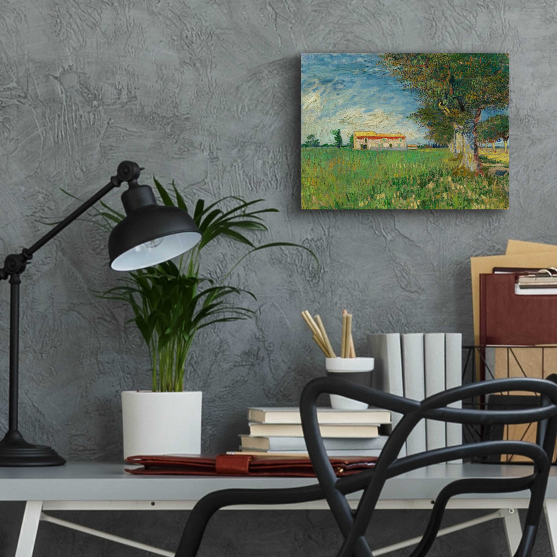 Epic Art 'Farmhouse In A Wheatfield' by Vincent Van Gogh, Acrylic Glass Wall Art,16x12