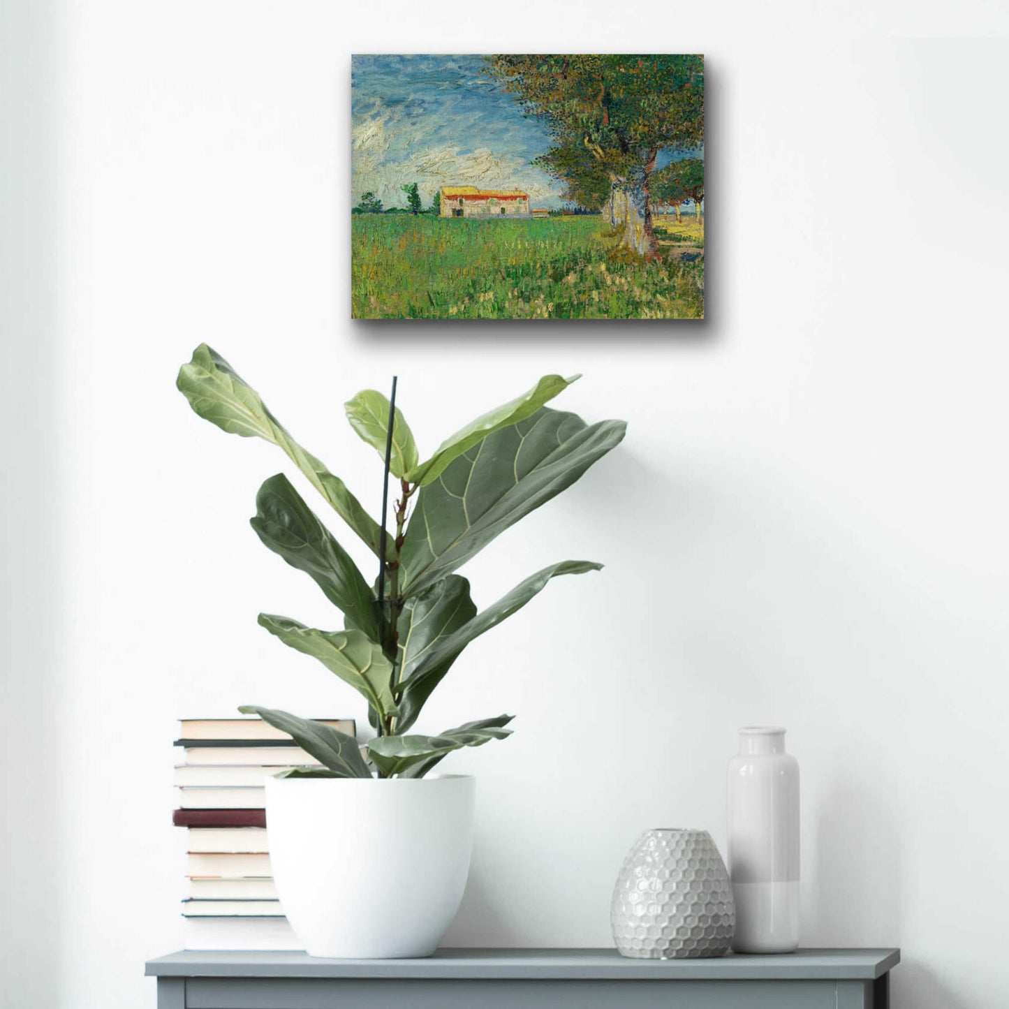 Epic Art 'Farmhouse In A Wheatfield' by Vincent Van Gogh, Acrylic Glass Wall Art,16x12