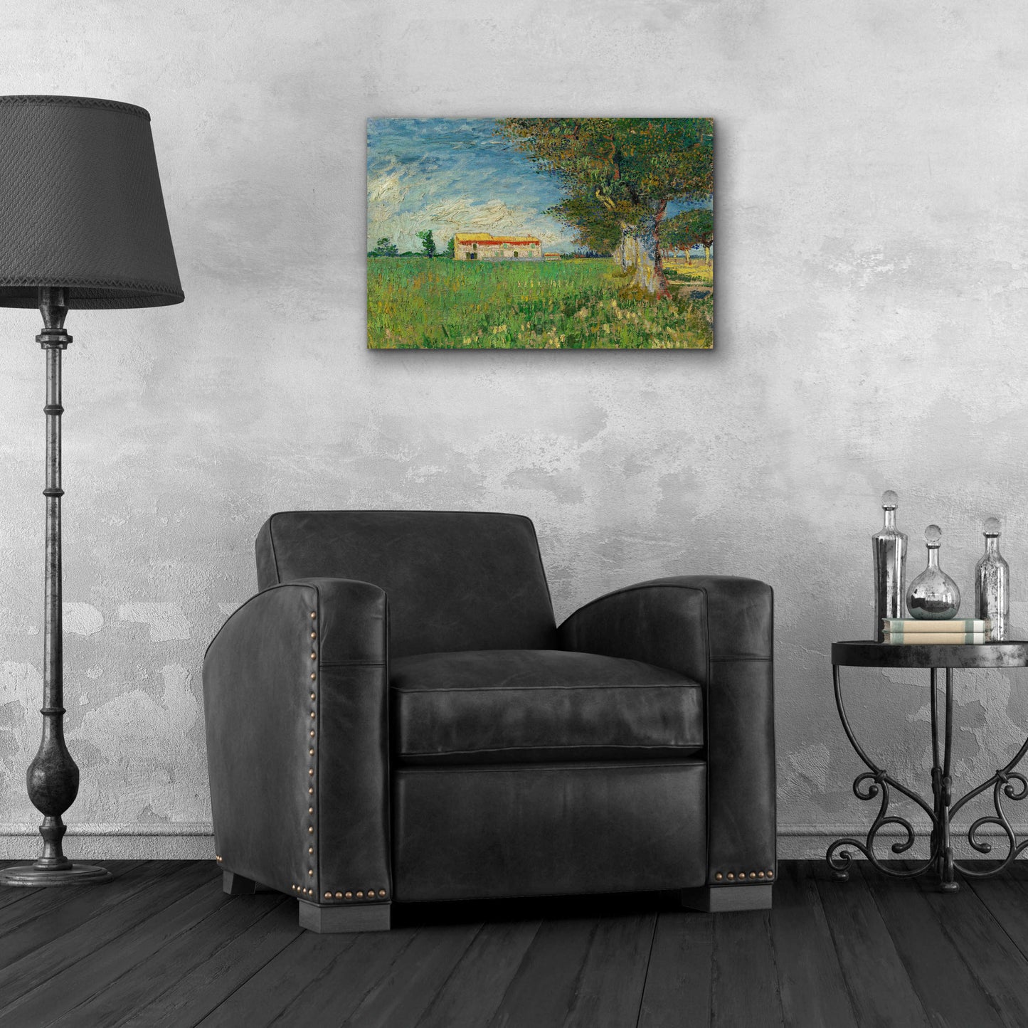 Epic Art 'Farmhouse In A Wheatfield' by Vincent Van Gogh, Acrylic Glass Wall Art,24x16