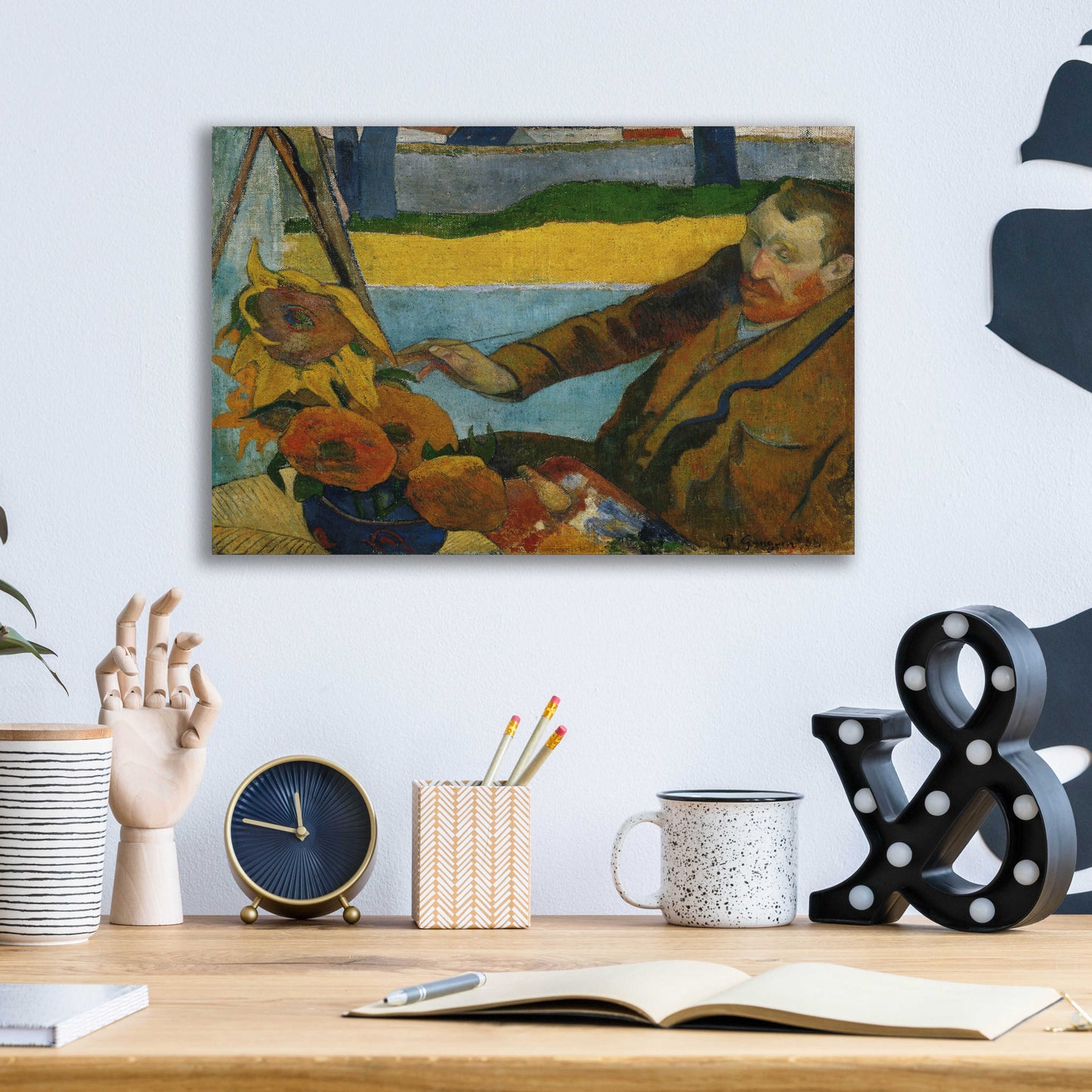 Epic Art 'Vincent Van Gogh Painting Sunflowers' by Paul Gauguin, Acrylic Glass Wall Art,16x12