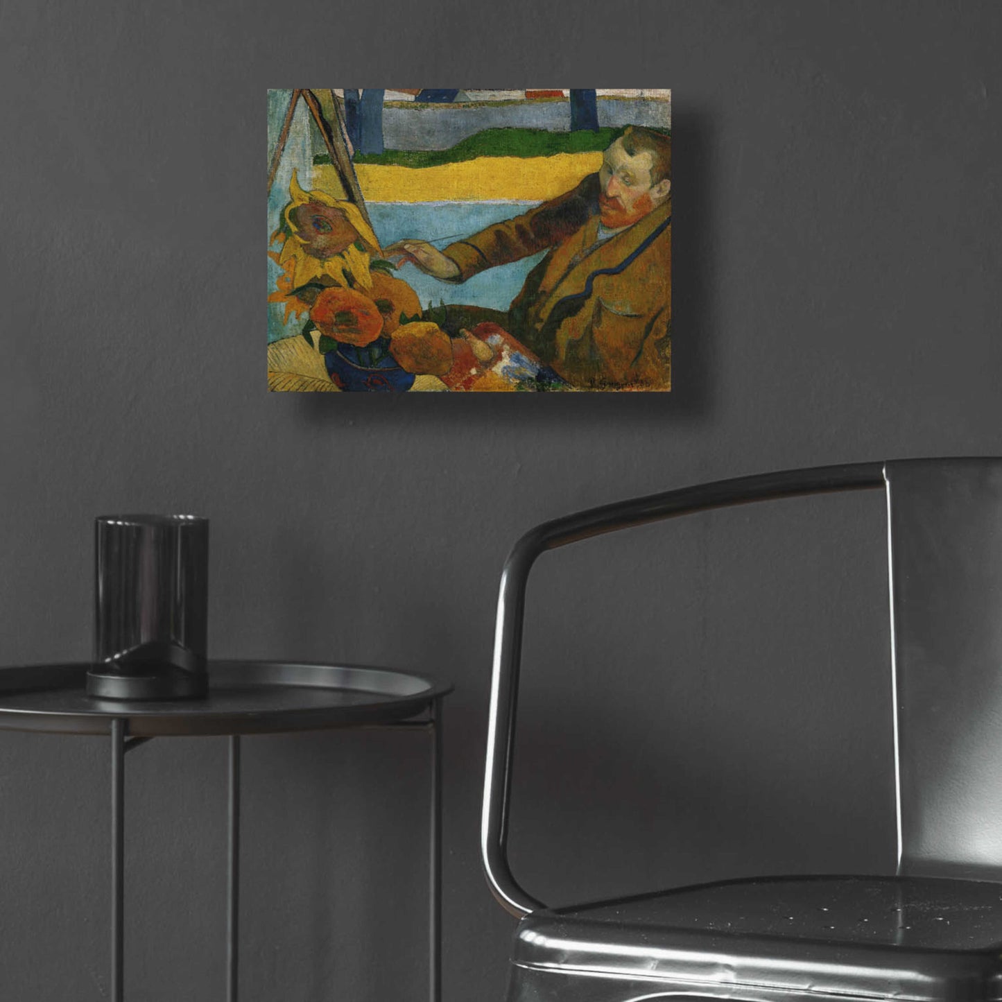 Epic Art 'Vincent Van Gogh Painting Sunflowers' by Paul Gauguin, Acrylic Glass Wall Art,16x12