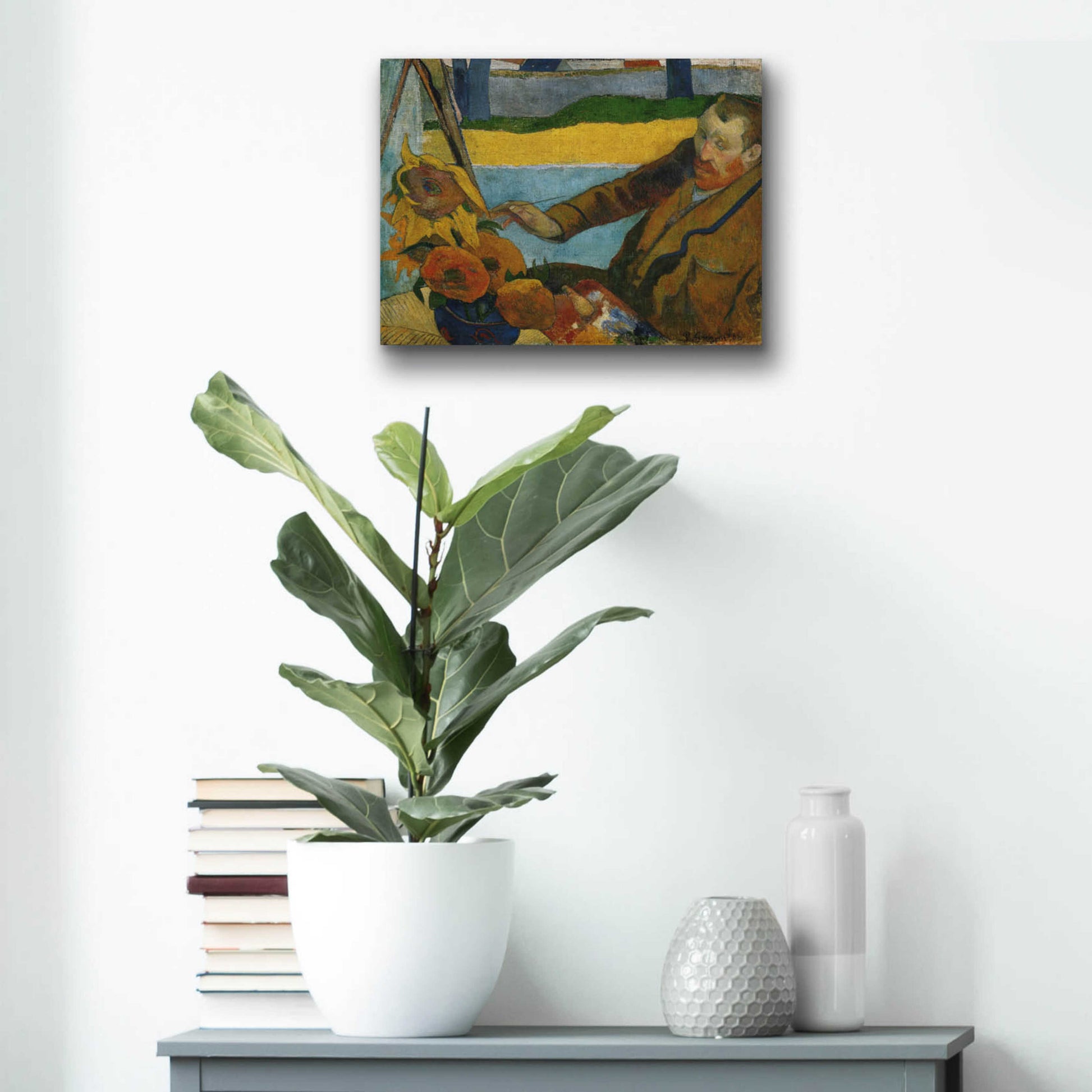 Epic Art 'Vincent Van Gogh Painting Sunflowers' by Paul Gauguin, Acrylic Glass Wall Art,16x12