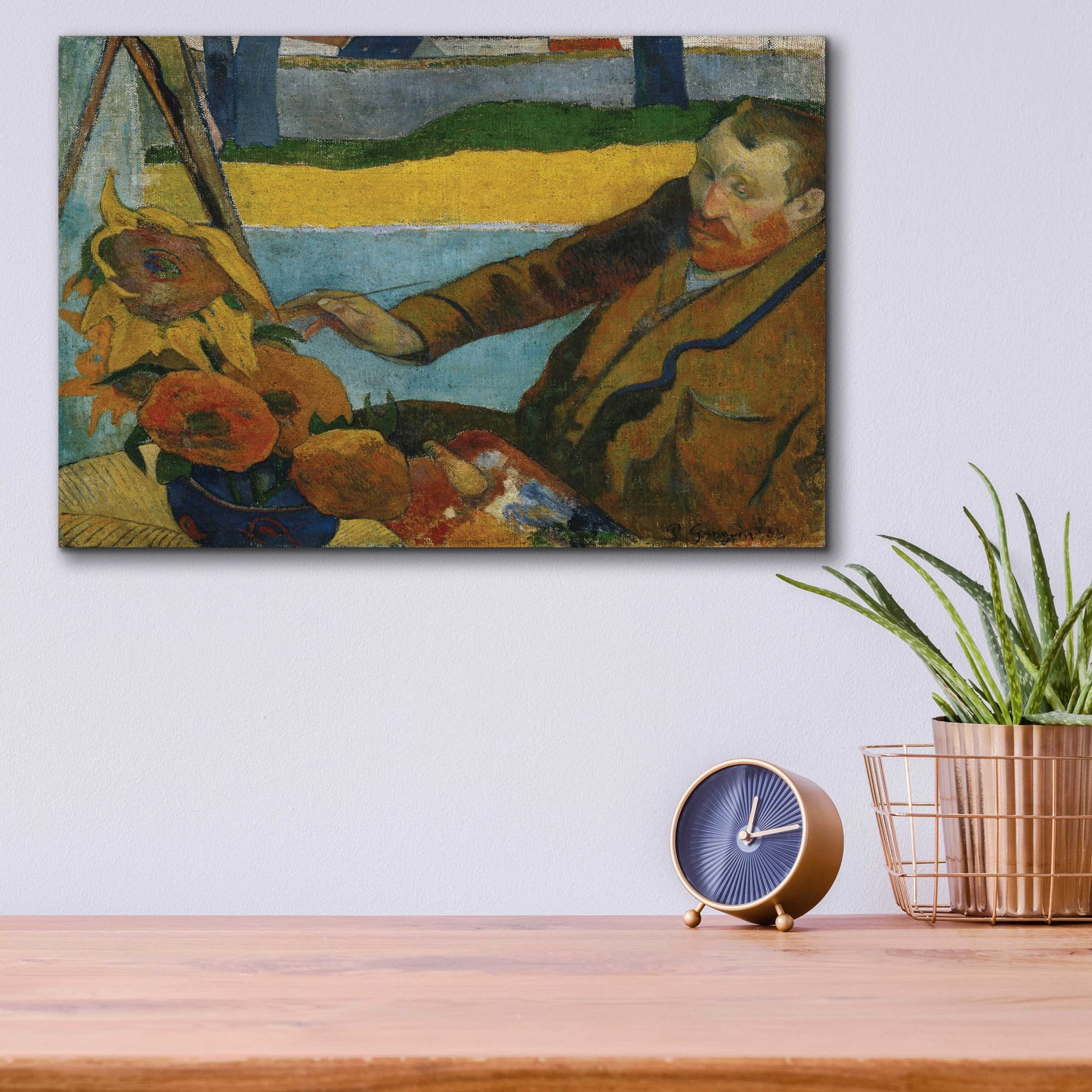 Epic Art 'Vincent Van Gogh Painting Sunflowers' by Paul Gauguin, Acrylic Glass Wall Art,16x12