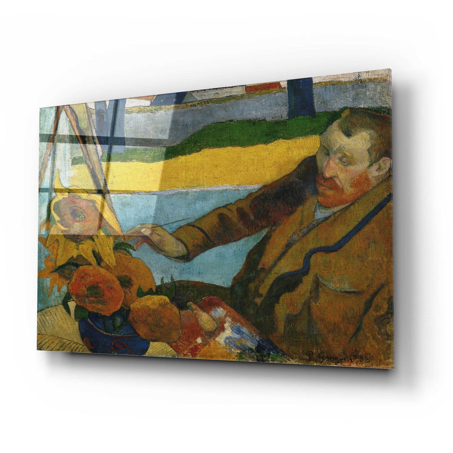 Epic Art 'Vincent Van Gogh Painting Sunflowers' by Paul Gauguin, Acrylic Glass Wall Art,24x16