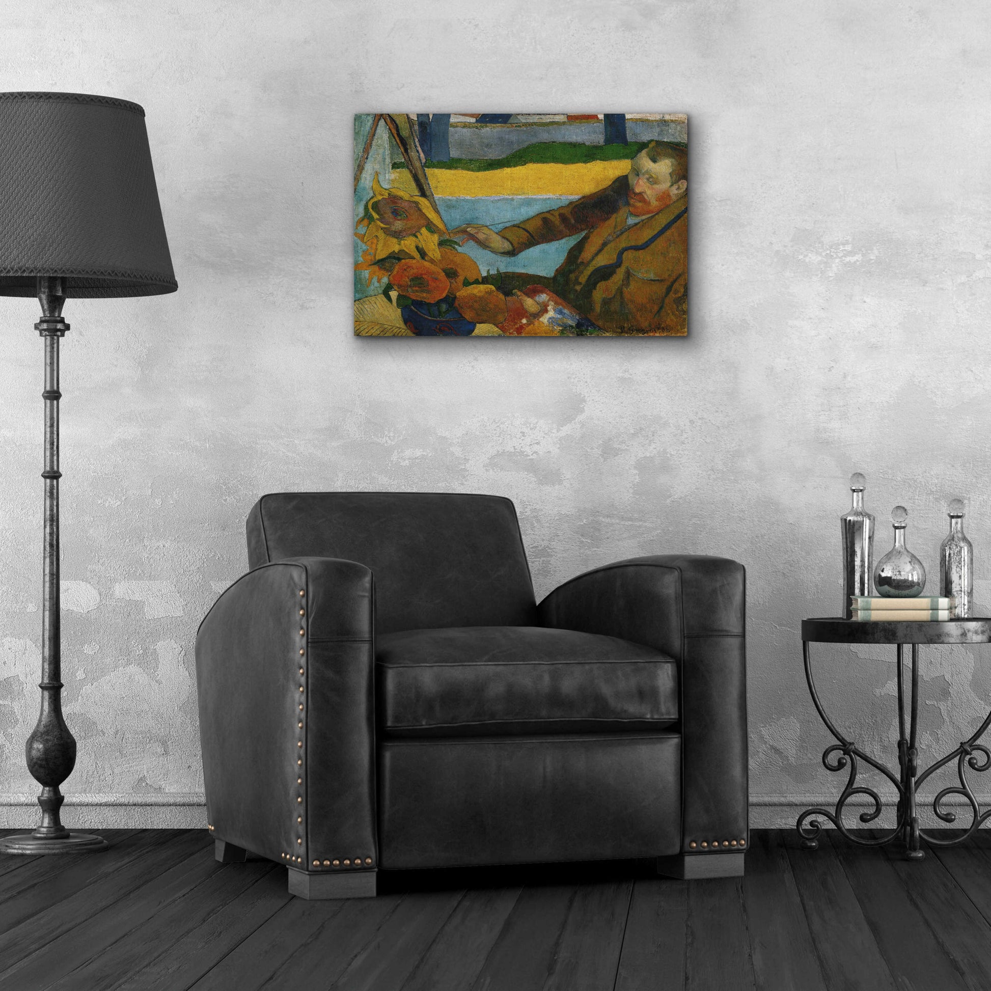 Epic Art 'Vincent Van Gogh Painting Sunflowers' by Paul Gauguin, Acrylic Glass Wall Art,24x16