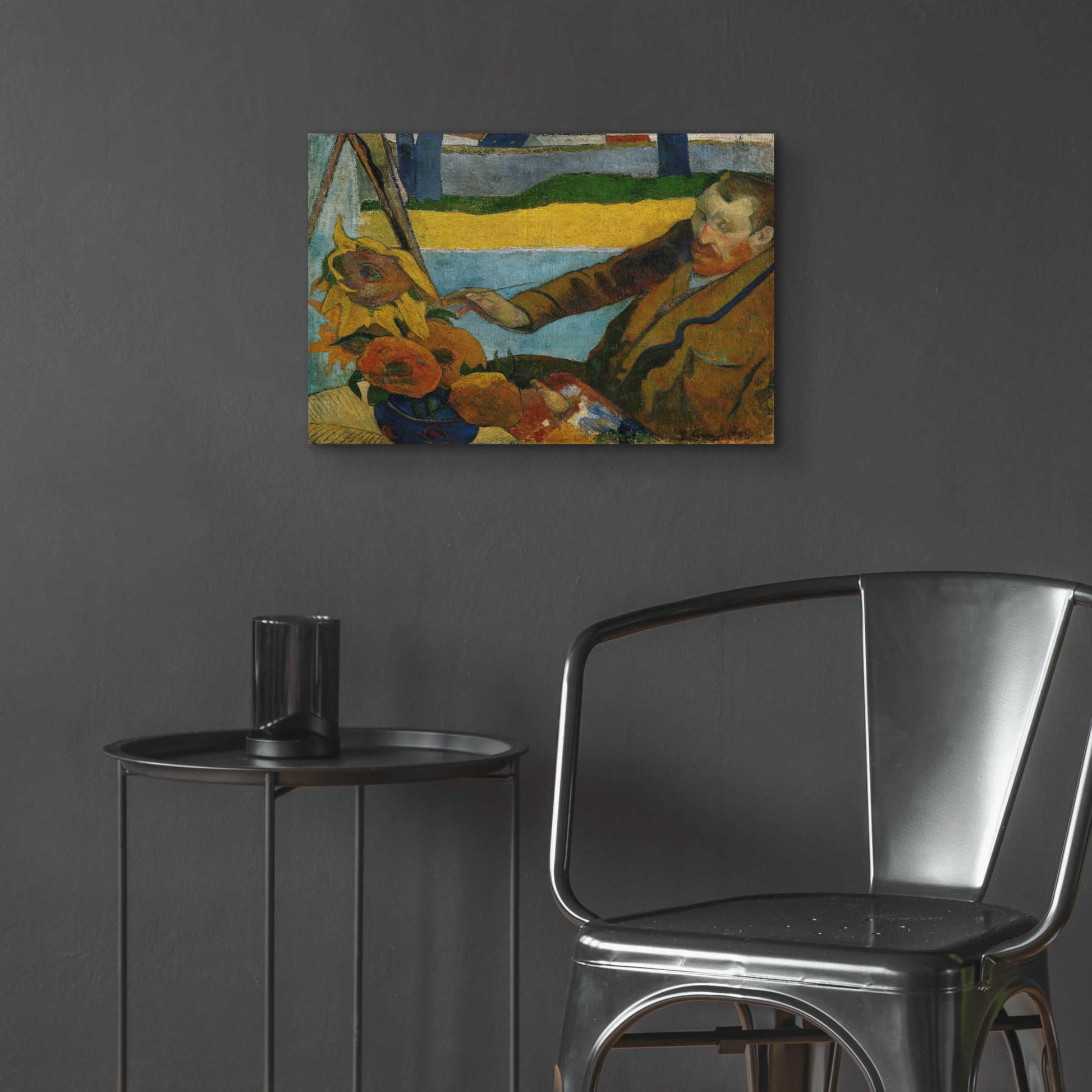 Epic Art 'Vincent Van Gogh Painting Sunflowers' by Paul Gauguin, Acrylic Glass Wall Art,24x16