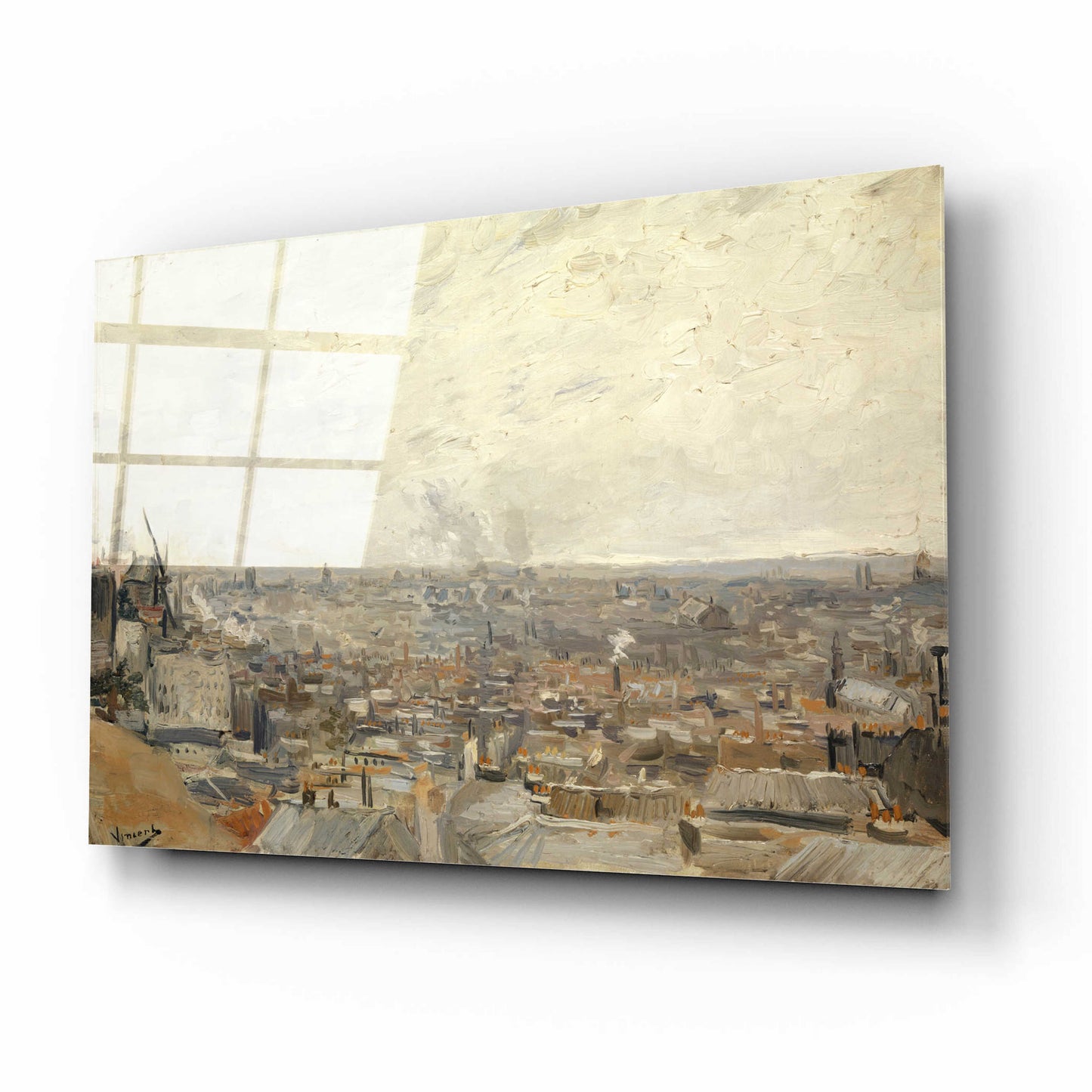 Epic Art 'View From Montmartre ' by Vincent Van Gogh, Acrylic Glass Wall Art,16x12