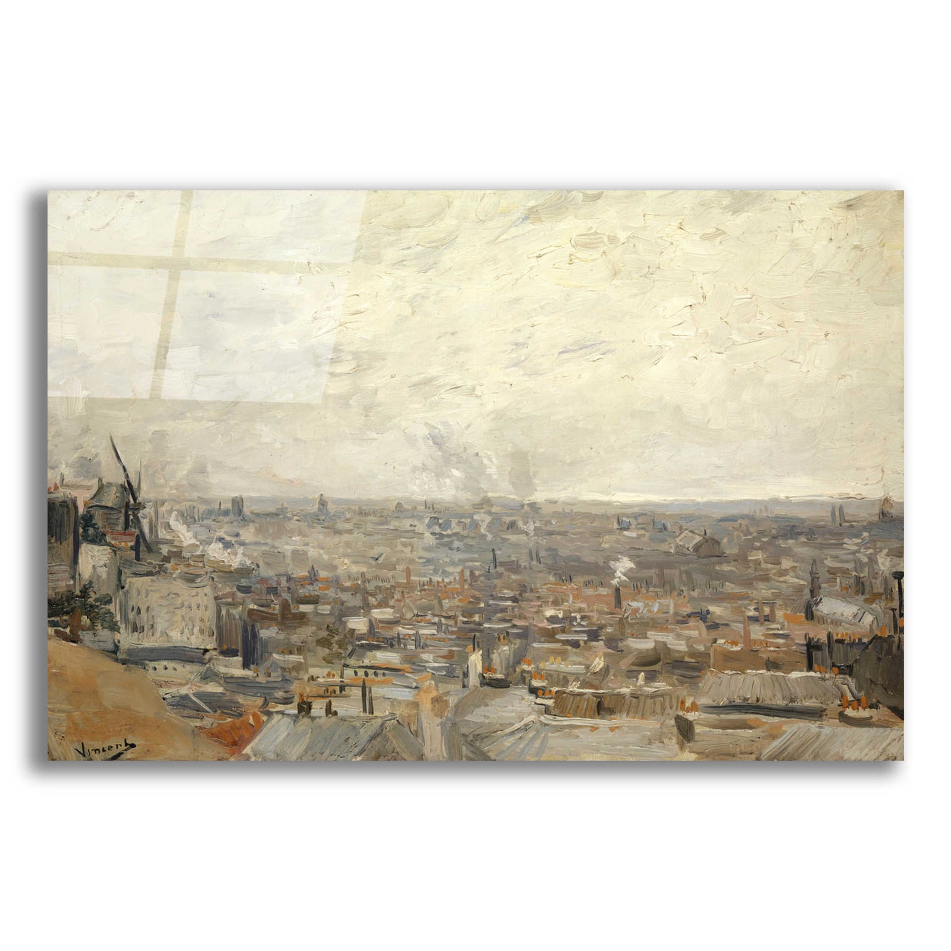 Epic Art 'View From Montmartre ' by Vincent Van Gogh, Acrylic Glass Wall Art,16x12