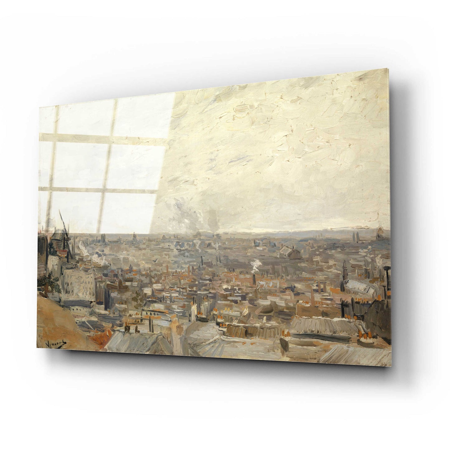 Epic Art 'View From Montmartre ' by Vincent Van Gogh, Acrylic Glass Wall Art,24x16