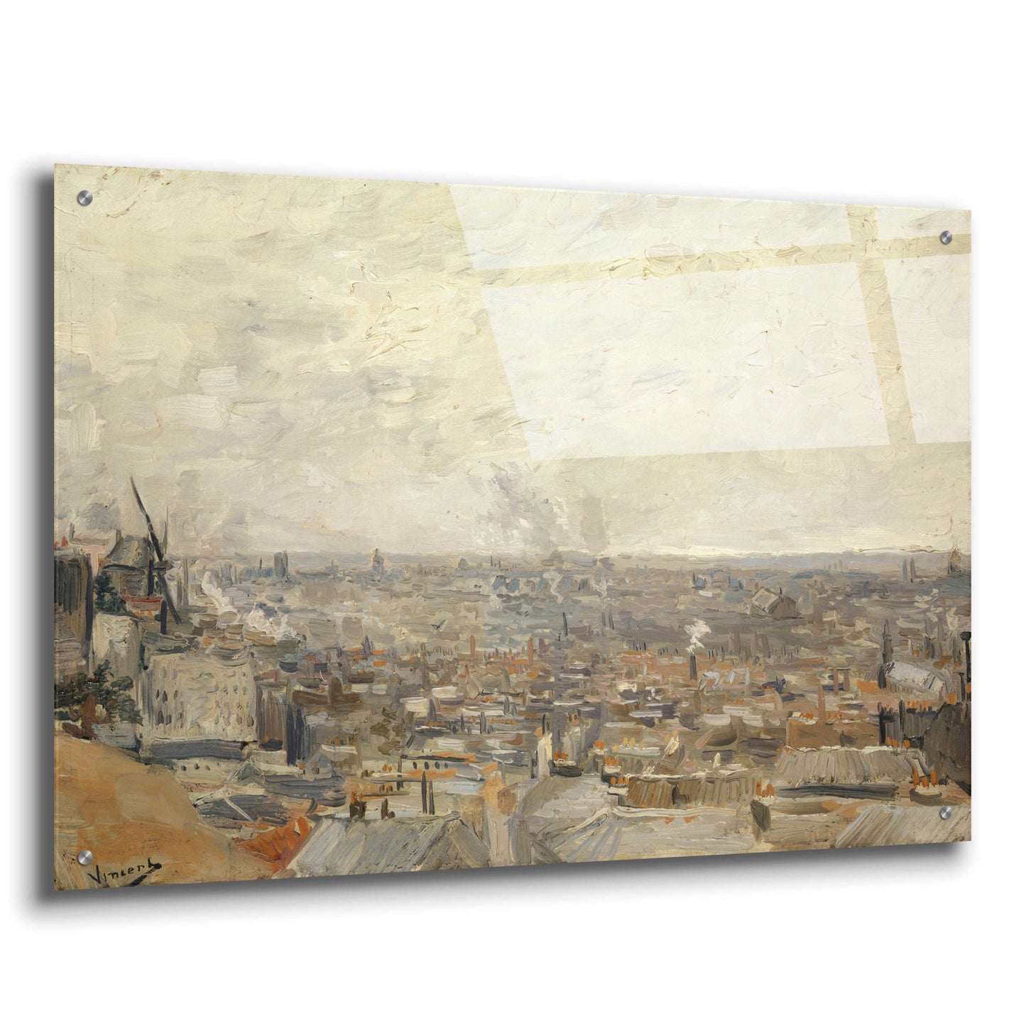 Epic Art 'View From Montmartre ' by Vincent Van Gogh, Acrylic Glass Wall Art,36x24