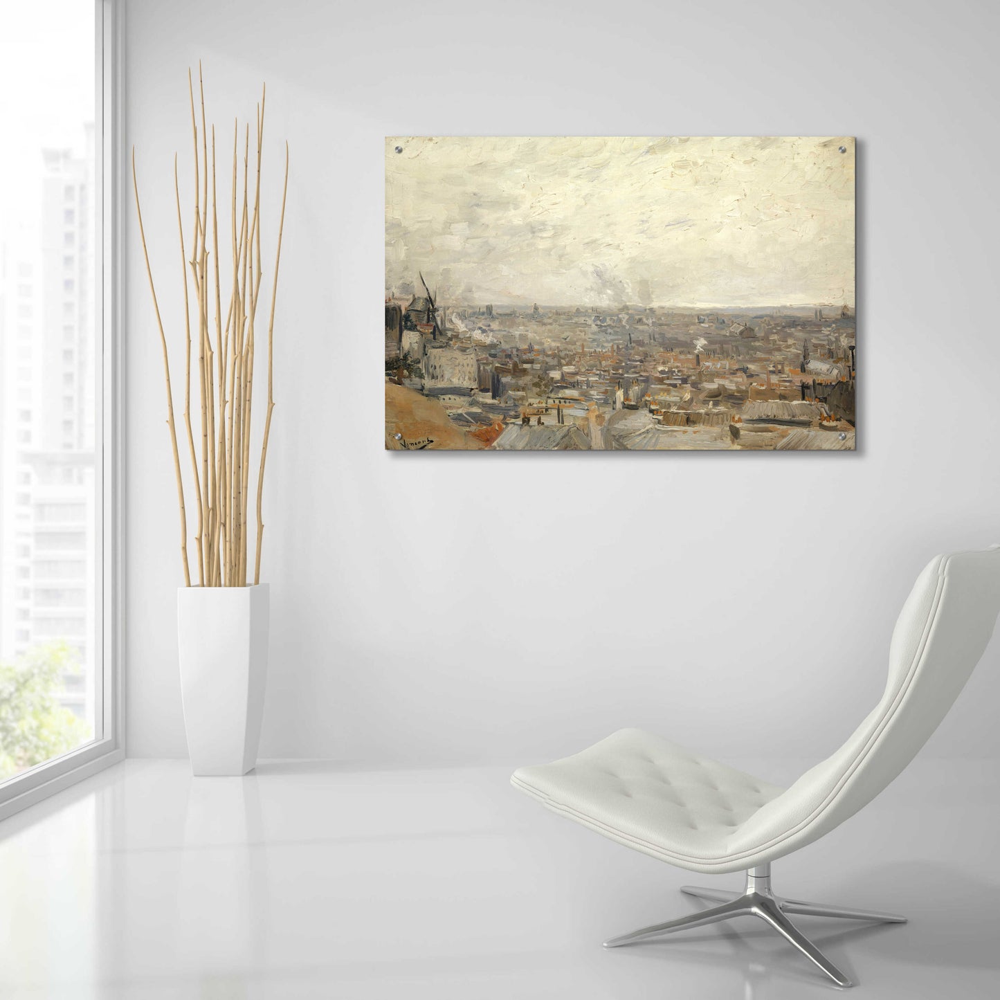 Epic Art 'View From Montmartre ' by Vincent Van Gogh, Acrylic Glass Wall Art,36x24