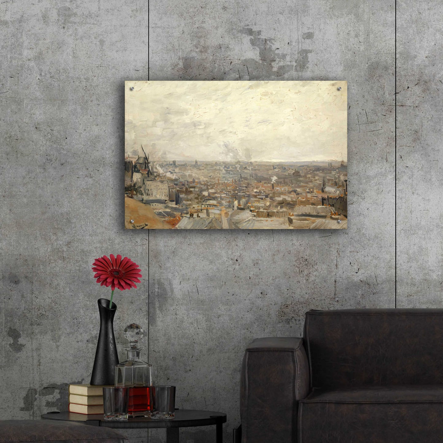 Epic Art 'View From Montmartre ' by Vincent Van Gogh, Acrylic Glass Wall Art,36x24