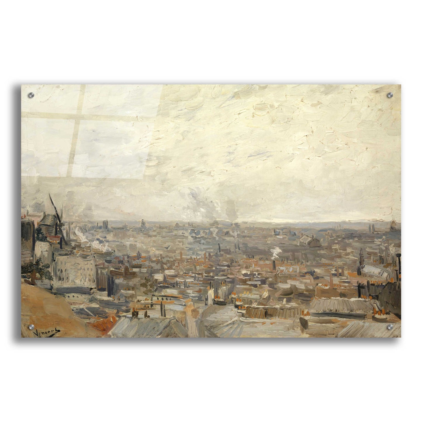 Epic Art 'View From Montmartre ' by Vincent Van Gogh, Acrylic Glass Wall Art,36x24