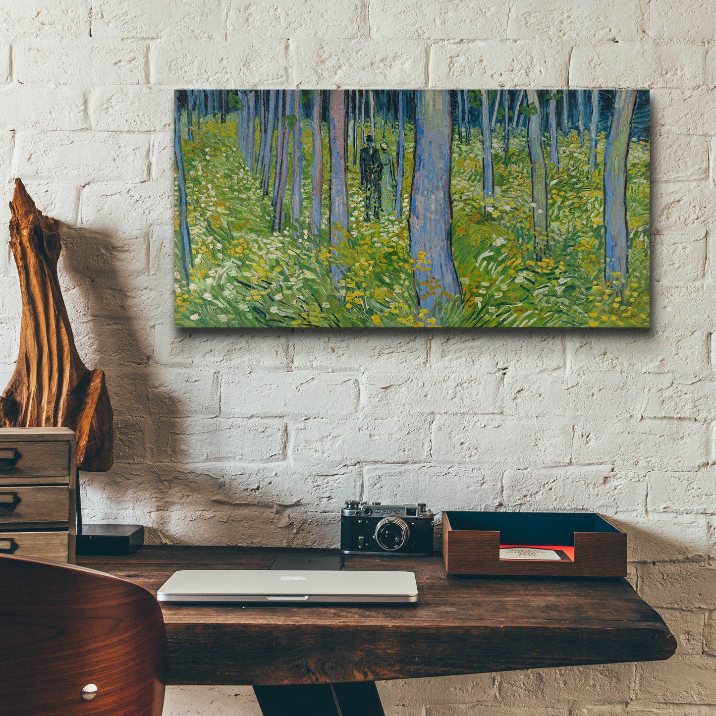 Epic Art 'Undergrowth With Two Figures' by Vincent Van Gogh, Acrylic Glass Wall Art,24x12