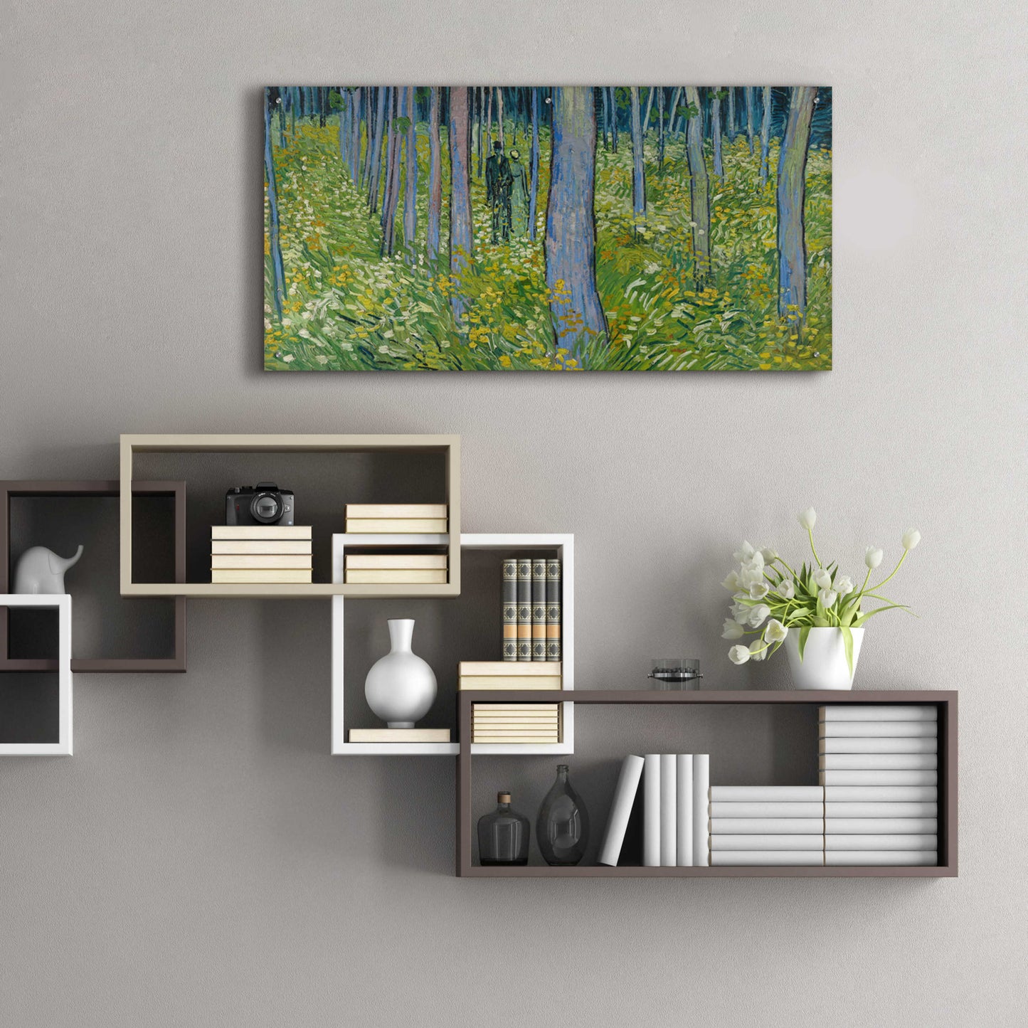 Epic Art 'Undergrowth With Two Figures' by Vincent Van Gogh, Acrylic Glass Wall Art,48x24