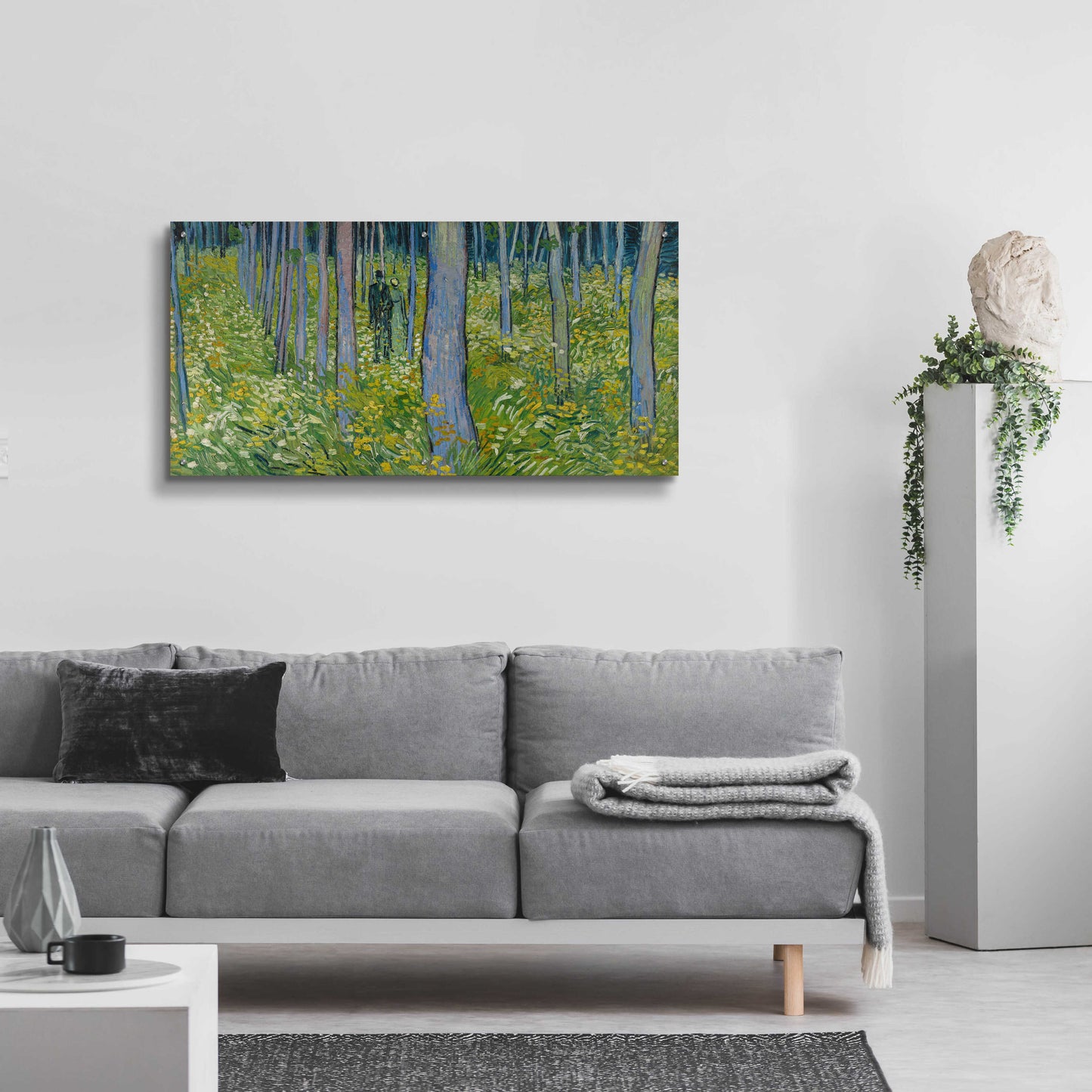 Epic Art 'Undergrowth With Two Figures' by Vincent Van Gogh, Acrylic Glass Wall Art,48x24