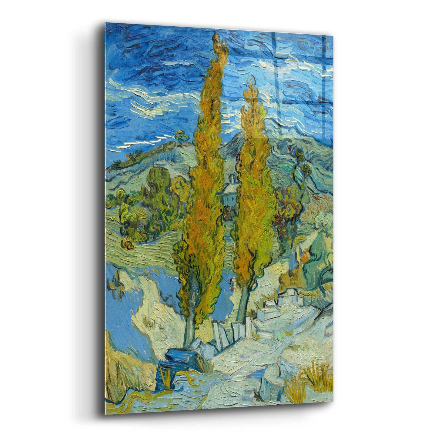 Epic Art 'Two Poplars In The Alpilles Near Saint-Rémy' by Vincent Van Gogh, Acrylic Glass Wall Art,12x16