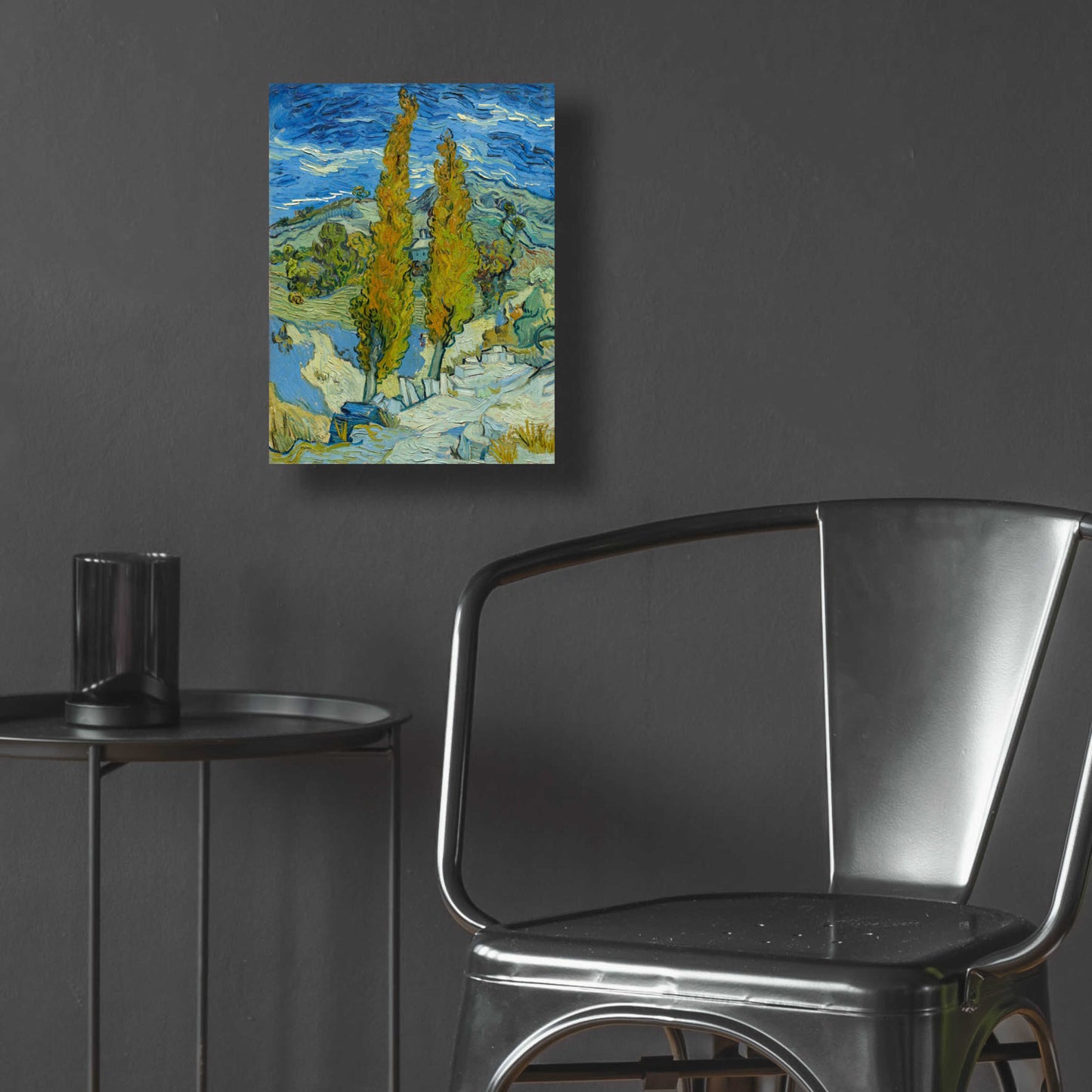 Epic Art 'Two Poplars In The Alpilles Near Saint-Rémy' by Vincent Van Gogh, Acrylic Glass Wall Art,12x16