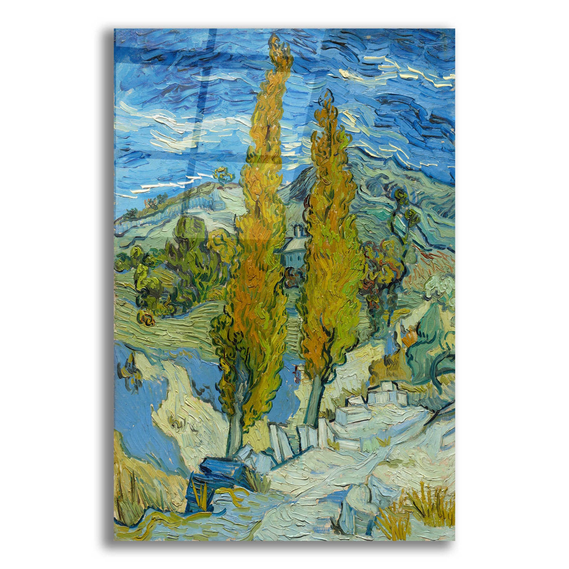 Epic Art 'Two Poplars In The Alpilles Near Saint-Rémy' by Vincent Van Gogh, Acrylic Glass Wall Art,12x16