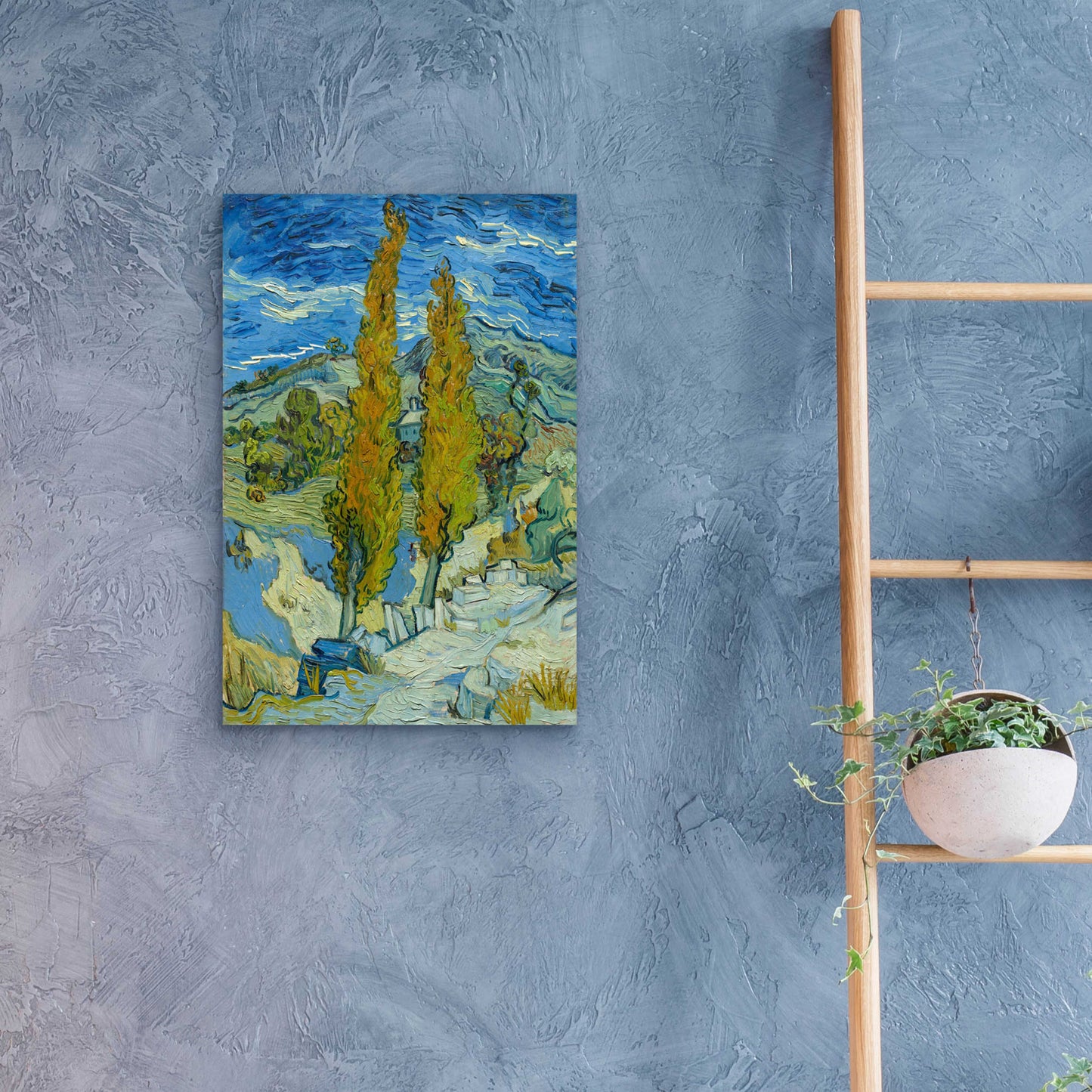 Epic Art 'Two Poplars In The Alpilles Near Saint-Rémy' by Vincent Van Gogh, Acrylic Glass Wall Art,16x24