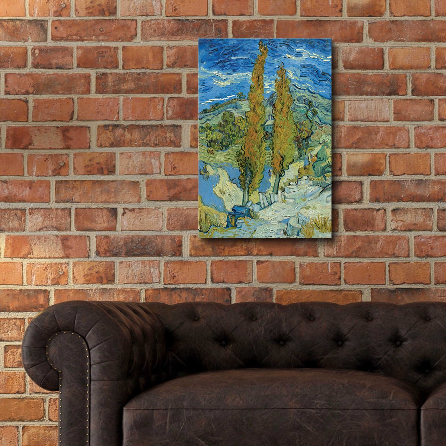 Epic Art 'Two Poplars In The Alpilles Near Saint-Rémy' by Vincent Van Gogh, Acrylic Glass Wall Art,16x24