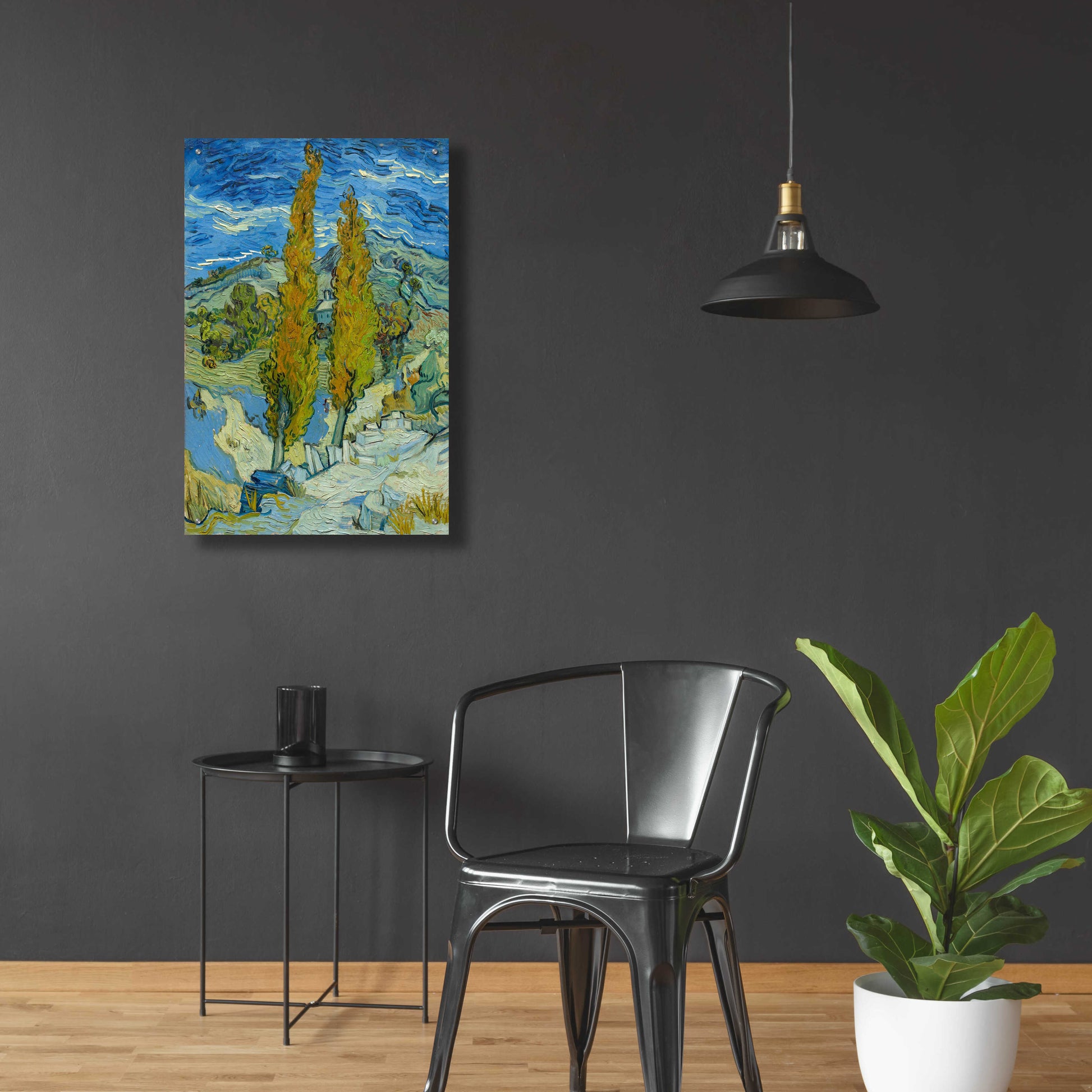 Epic Art 'Two Poplars In The Alpilles Near Saint-Rémy' by Vincent Van Gogh, Acrylic Glass Wall Art,24x36