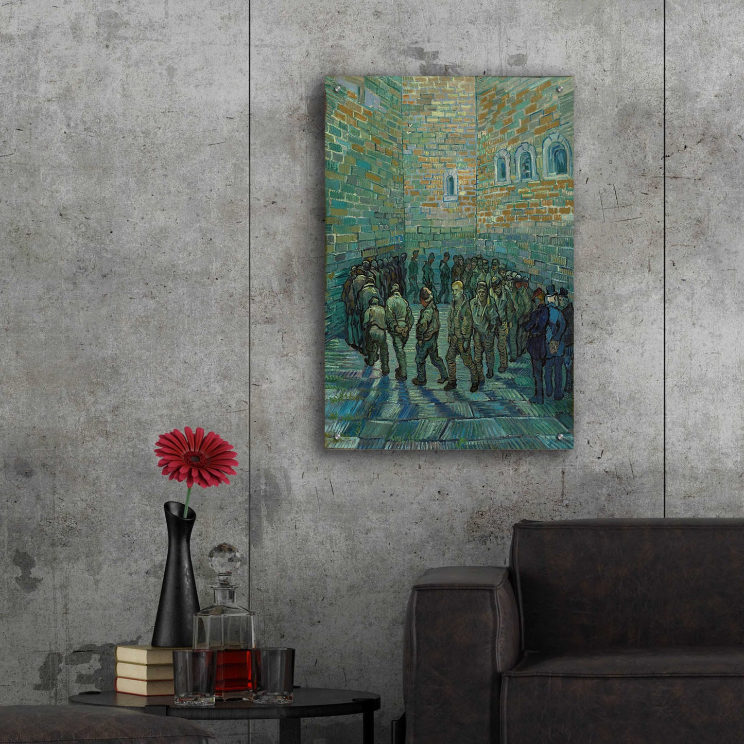 Epic Art 'The Prison Courtyard ' by Vincent Van Gogh, Acrylic Glass Wall Art,24x36