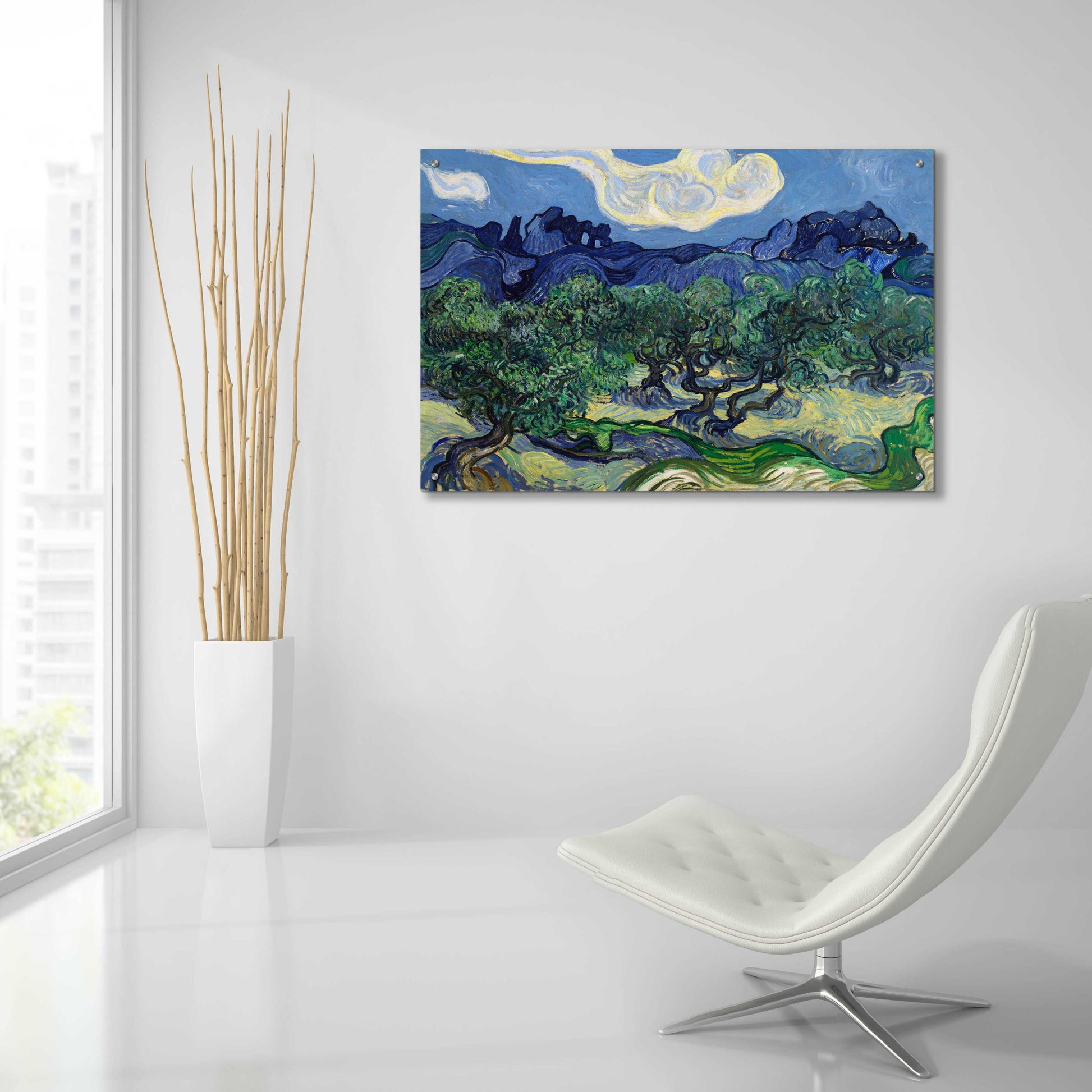 Epic Art 'The Olive Trees ' by Vincent Van Gogh, Acrylic Glass Wall Art,36x24