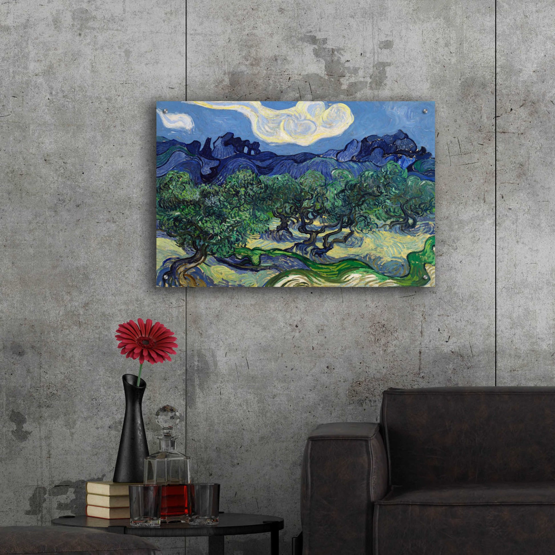 Epic Art 'The Olive Trees ' by Vincent Van Gogh, Acrylic Glass Wall Art,36x24