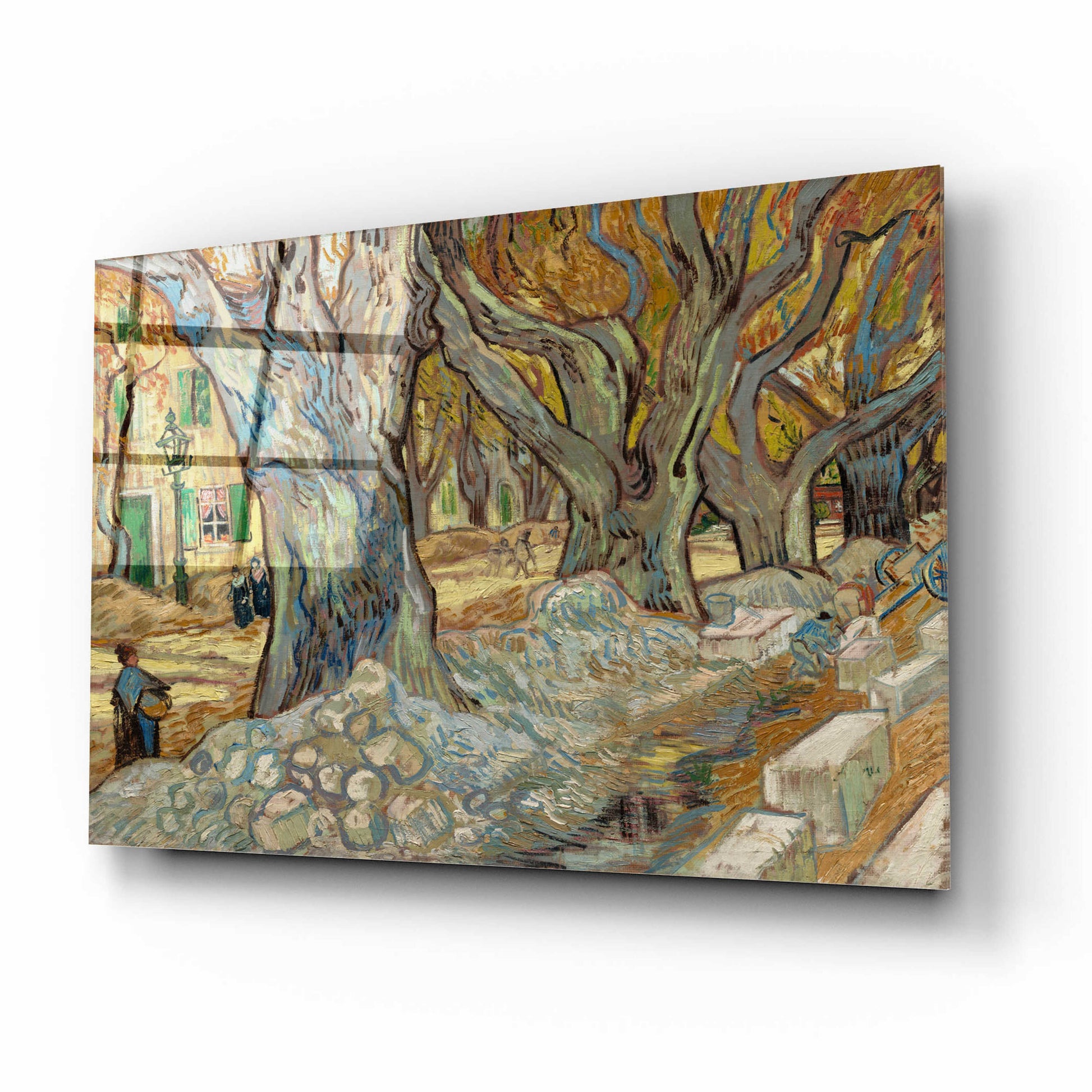 Epic Art 'The Large Plane Trees (Road Menders At Saint-Rémy) 1889' by Vincent Van Gogh, Acrylic Glass Wall Art,16x12