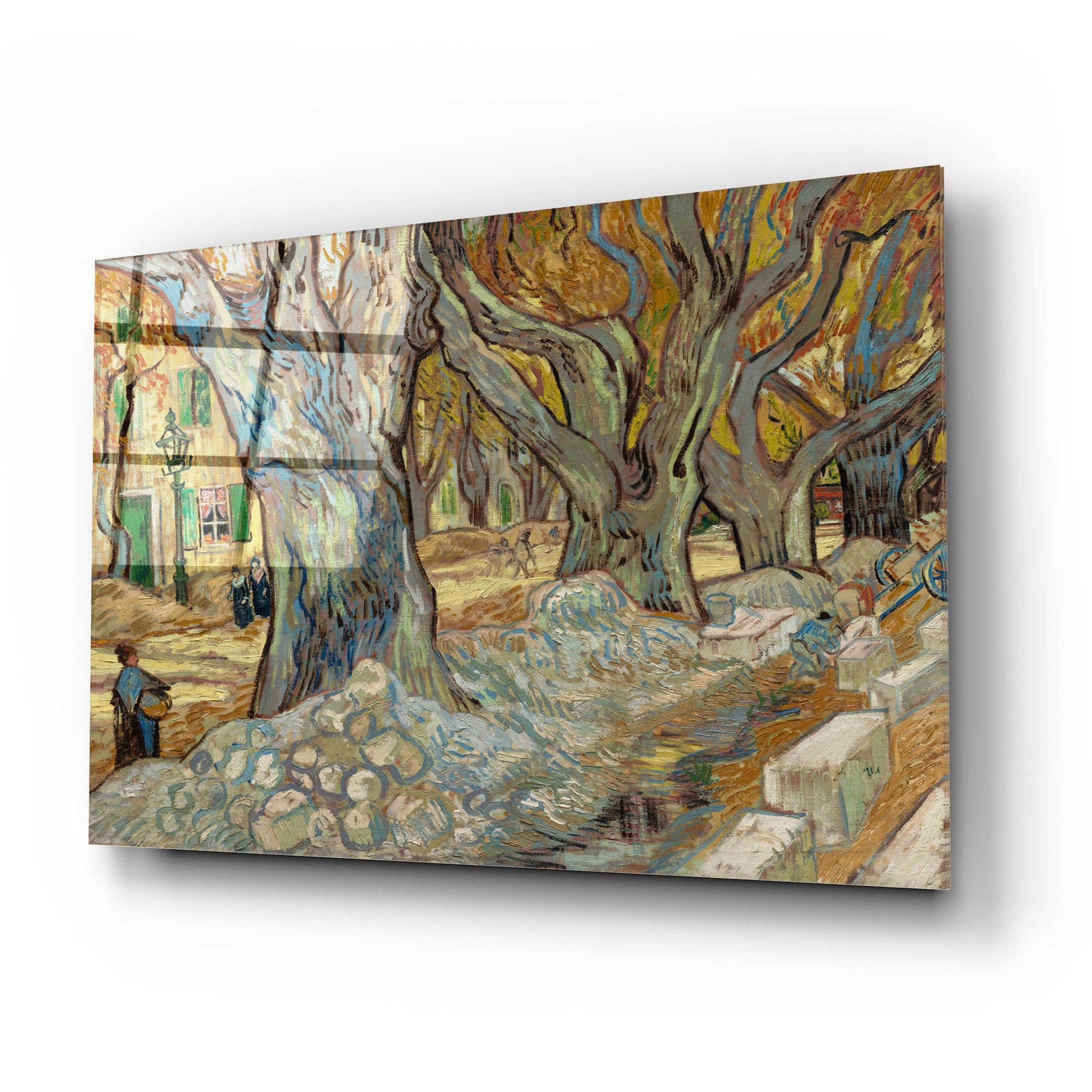Epic Art 'The Large Plane Trees (Road Menders At Saint-Rémy) 1889' by Vincent Van Gogh, Acrylic Glass Wall Art,24x16