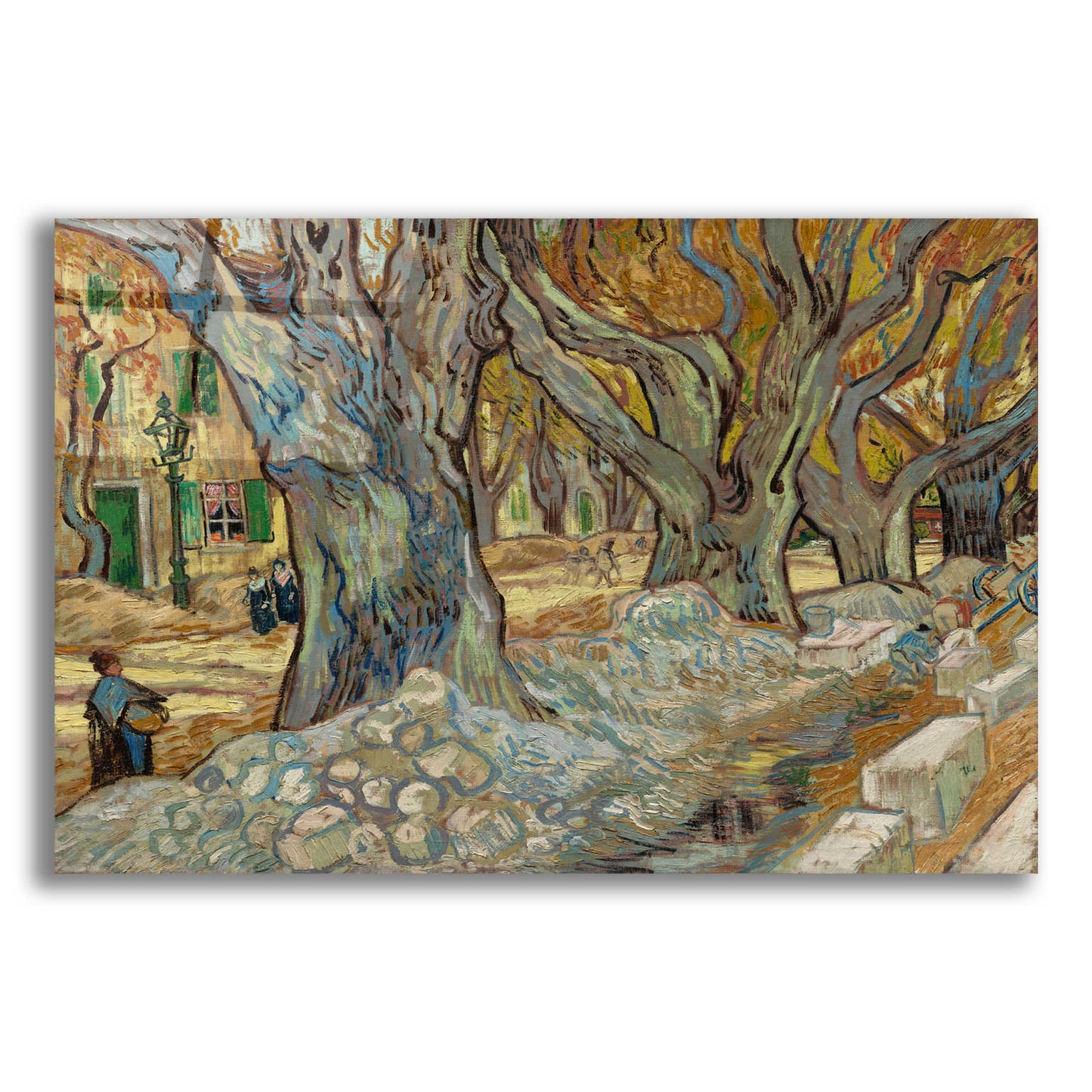 Epic Art 'The Large Plane Trees (Road Menders At Saint-Rémy) 1889' by Vincent Van Gogh, Acrylic Glass Wall Art,24x16