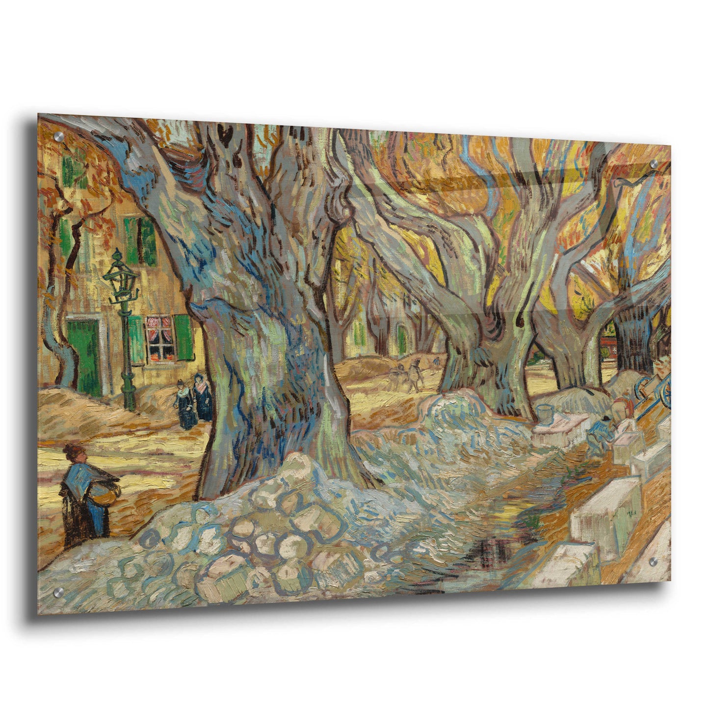 Epic Art 'The Large Plane Trees (Road Menders At Saint-Rémy) 1889' by Vincent Van Gogh, Acrylic Glass Wall Art,36x24