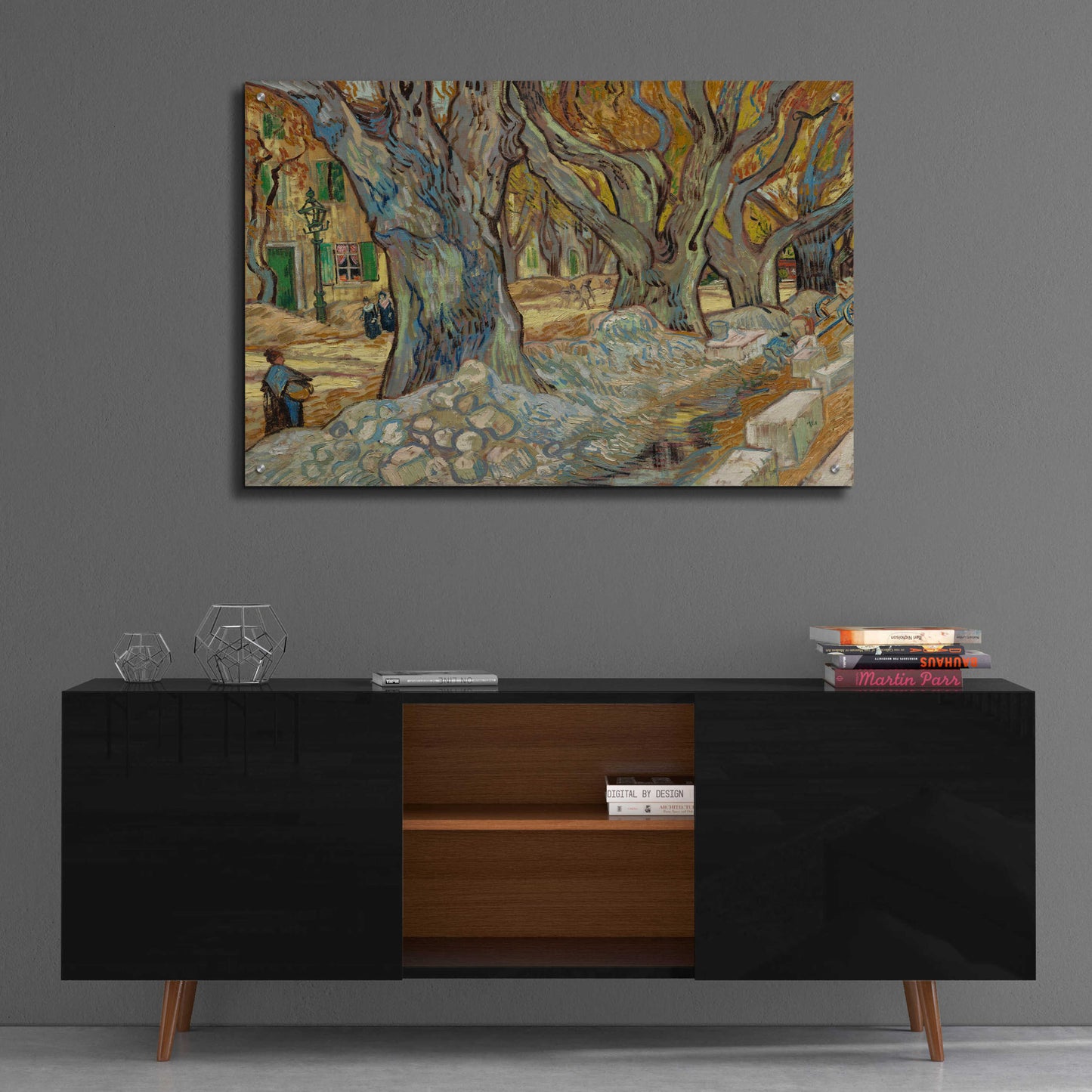 Epic Art 'The Large Plane Trees (Road Menders At Saint-Rémy) 1889' by Vincent Van Gogh, Acrylic Glass Wall Art,36x24