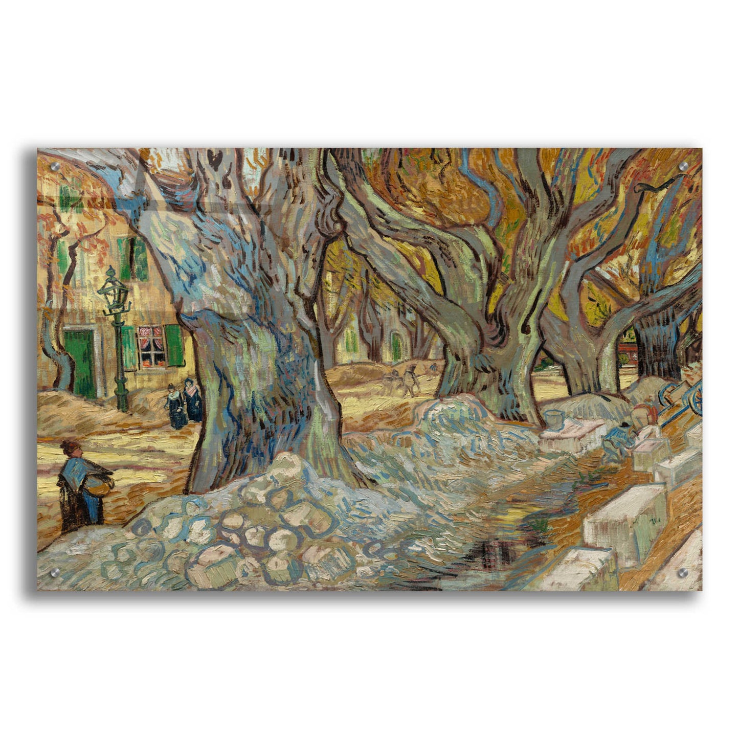 Epic Art 'The Large Plane Trees (Road Menders At Saint-Rémy) 1889' by Vincent Van Gogh, Acrylic Glass Wall Art,36x24